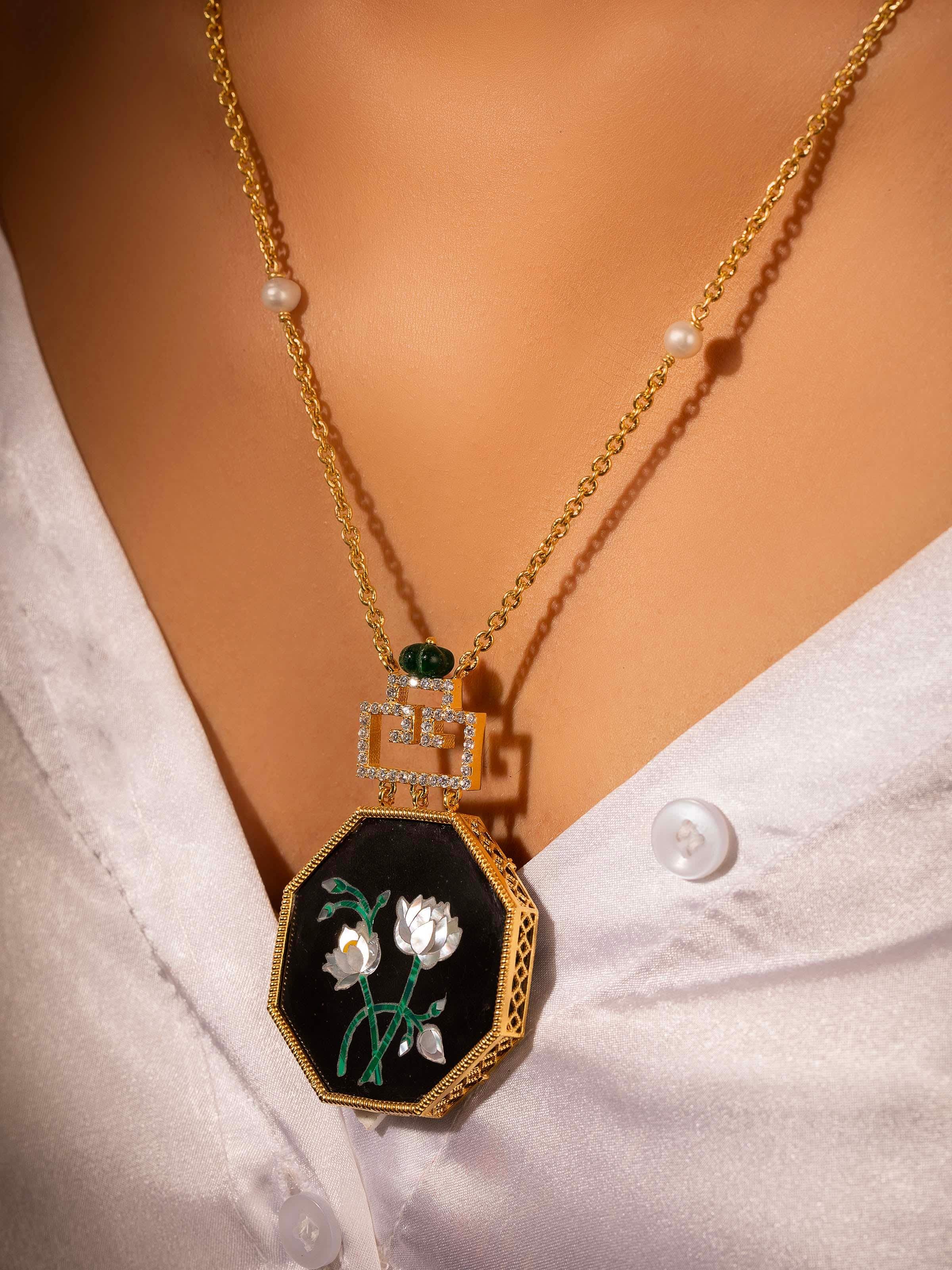 Side angle showcasing the fine details and craftsmanship of the pendant