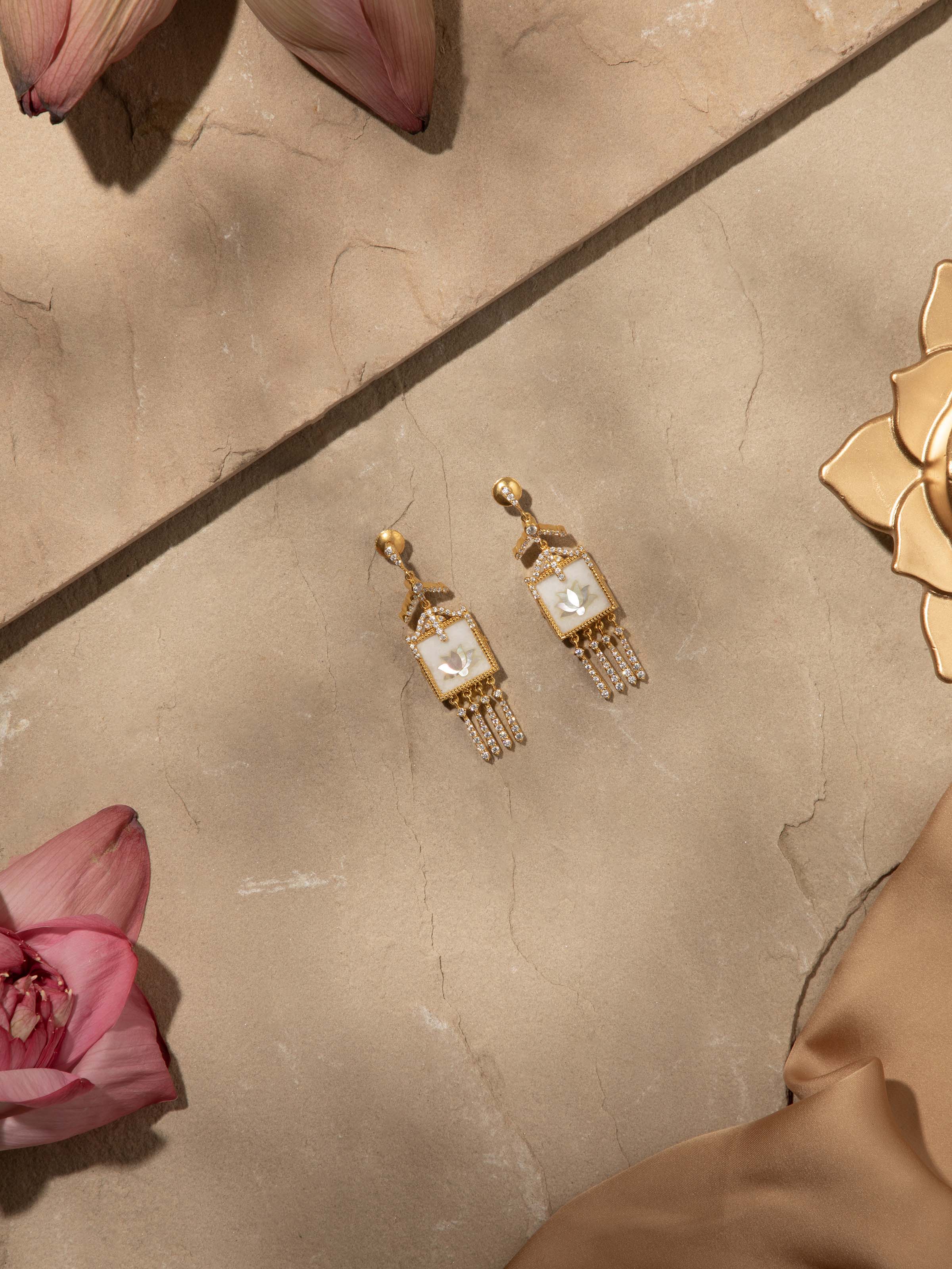 Back view of Pacchikari Silver Drop Earrings focusing on the secure clasp and detailed design.