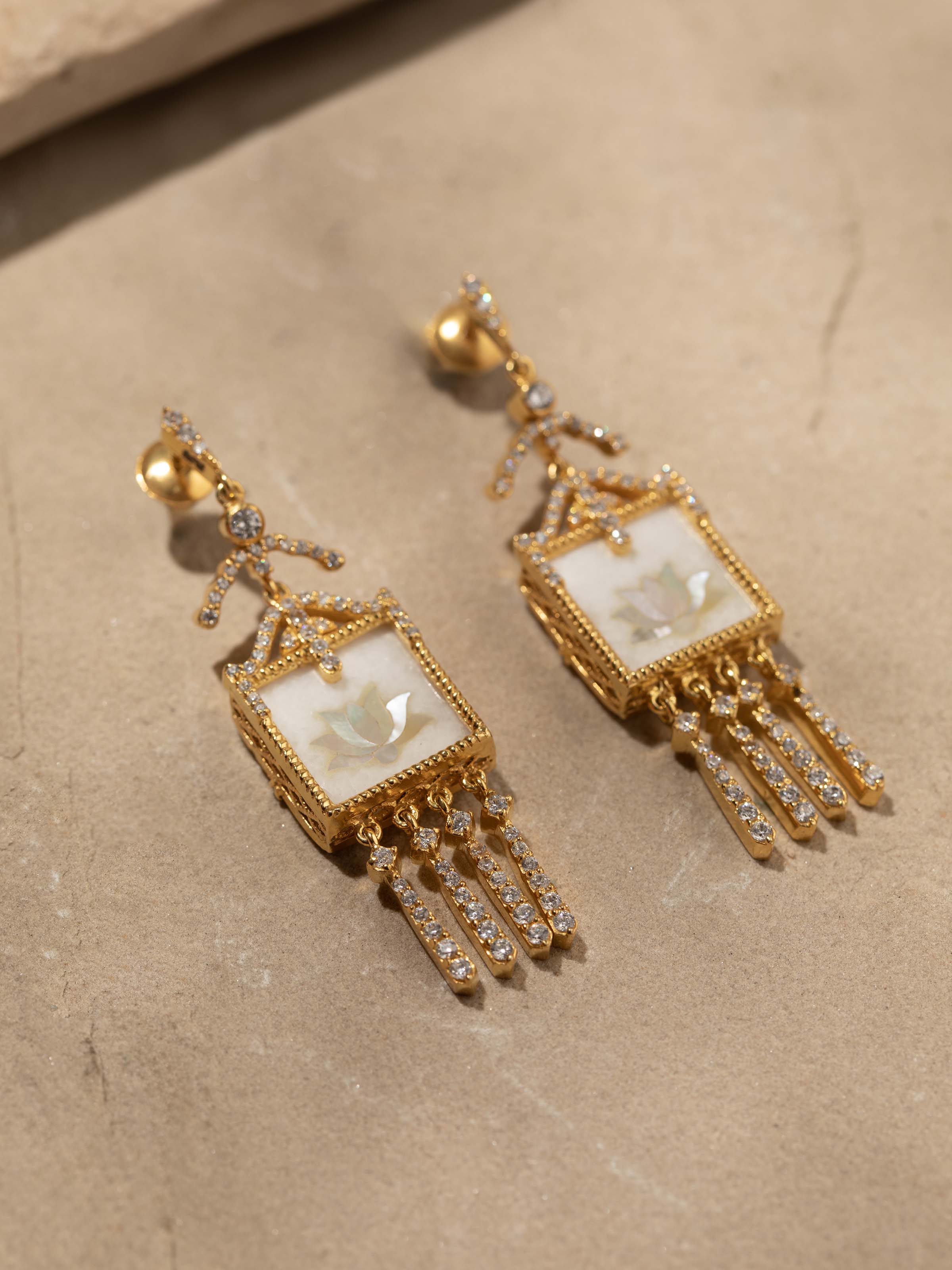 Detailed image of Pacchikari Silver Drop Earrings highlighting the intricate silver work and design.