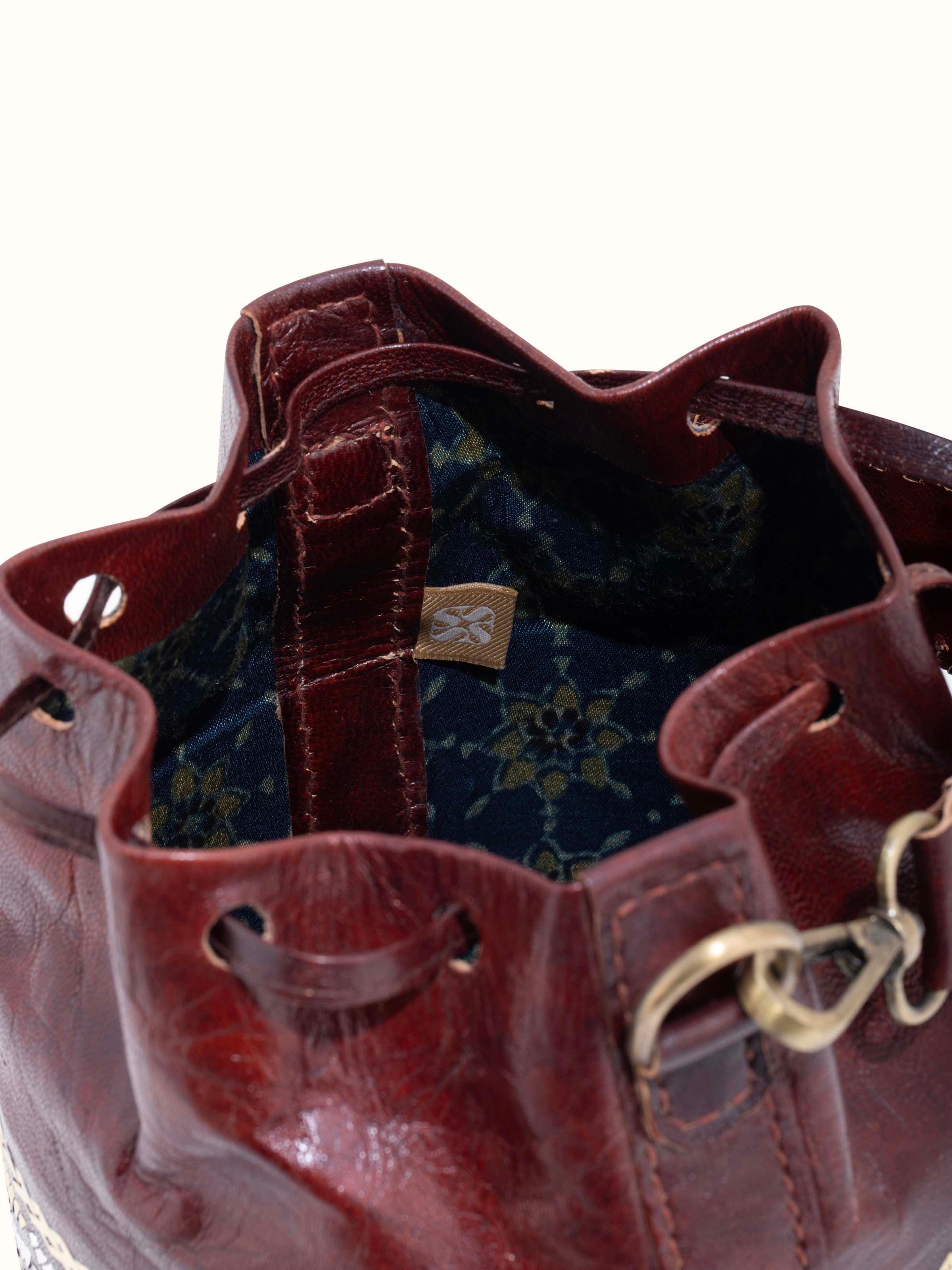 Kutchi Leather Embroidered Bucket Bag