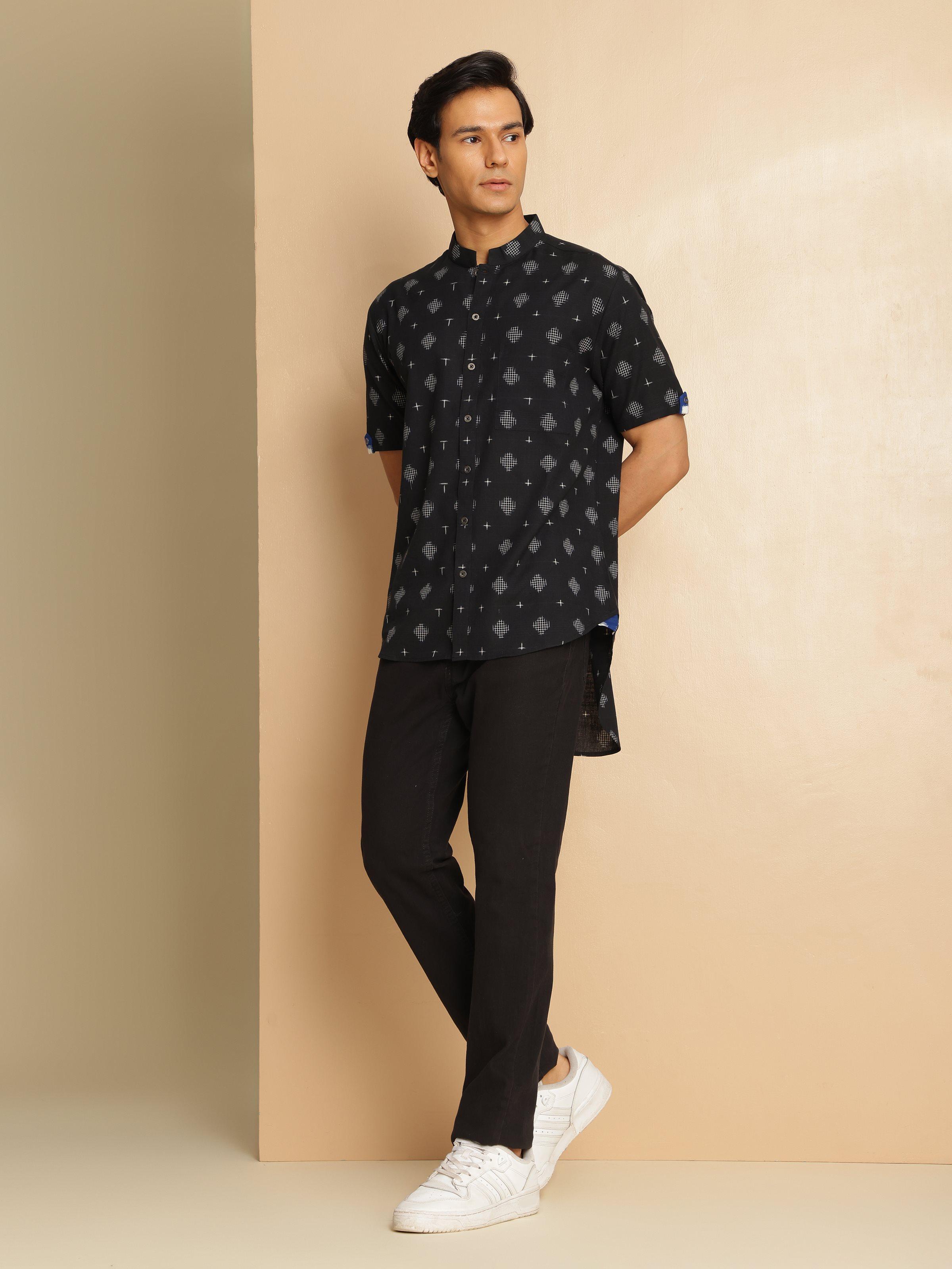 Lifestyle shot capturing the modern versatility and heritage craft of this statement shirt.