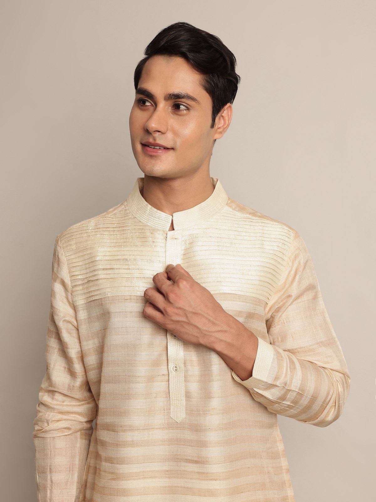 Another lifestyle angle highlighting neckline and sleeve design.