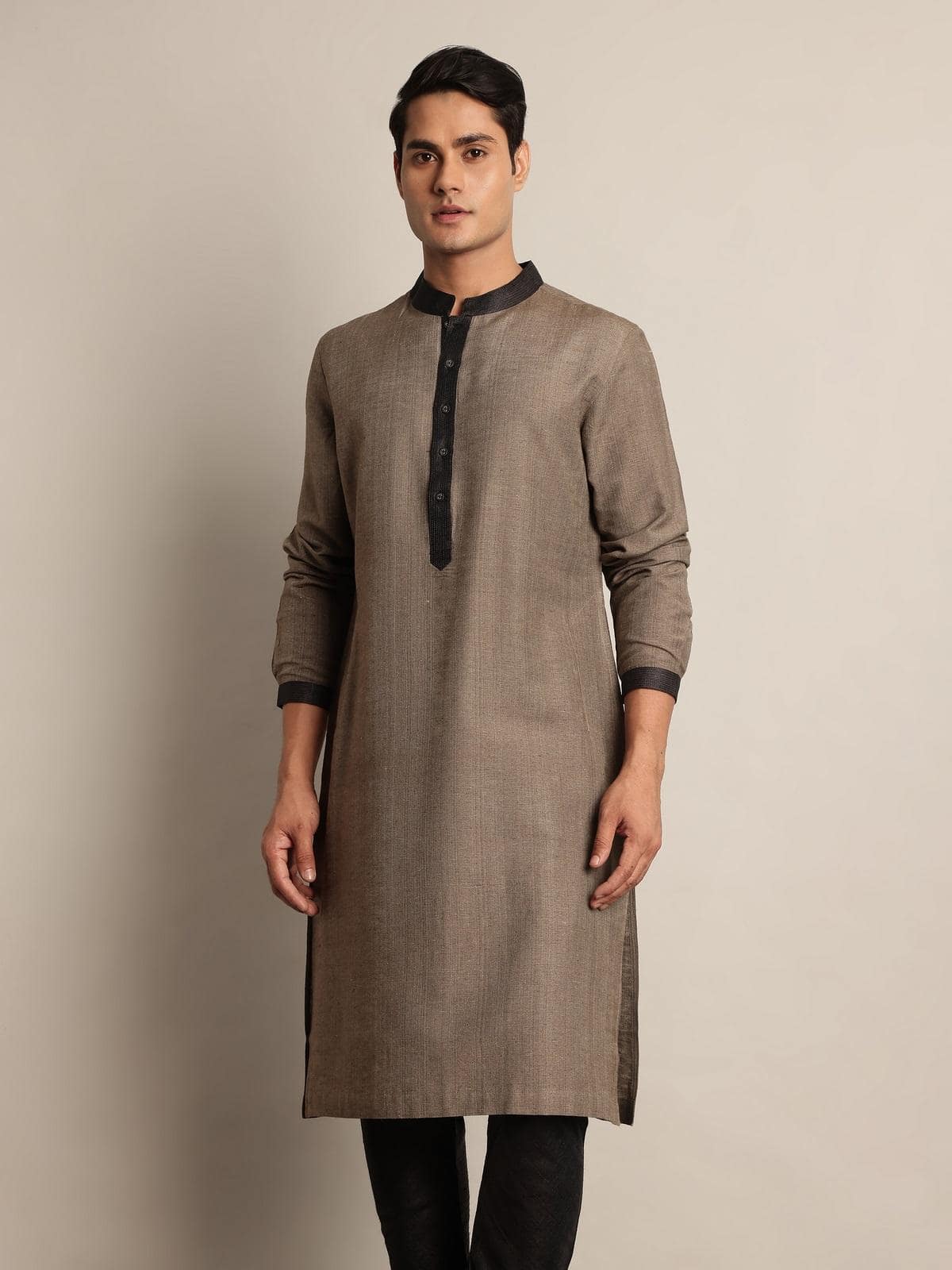 Alternate lifestyle view highlighting the straight hem and textured fabric.