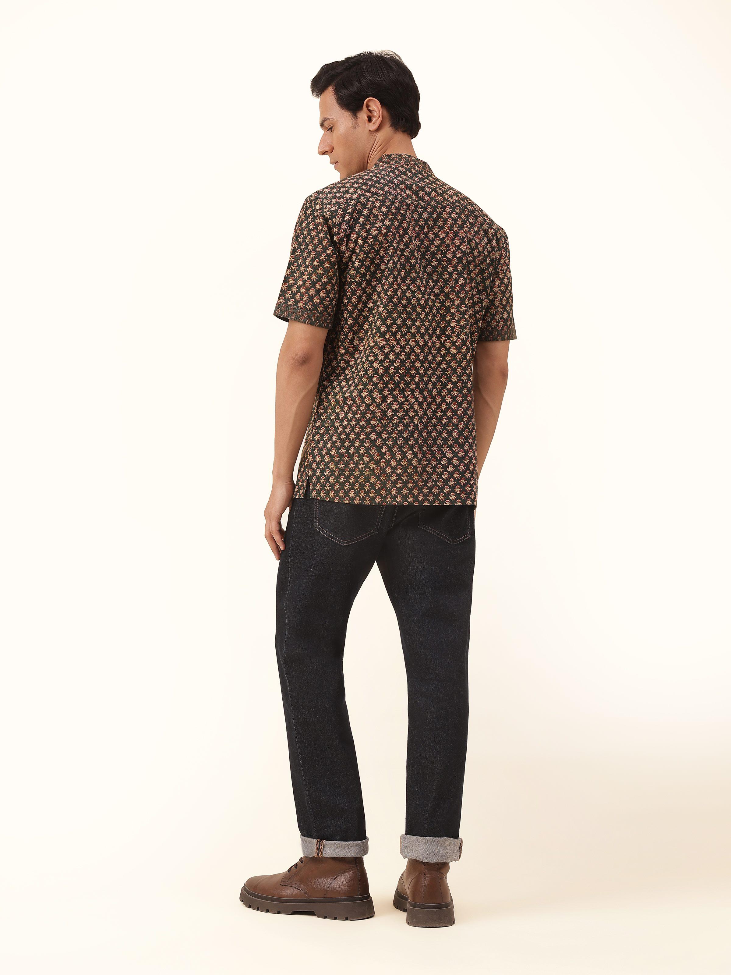 Back view presenting the understated charm and full view of this traditional yet modern shirt.