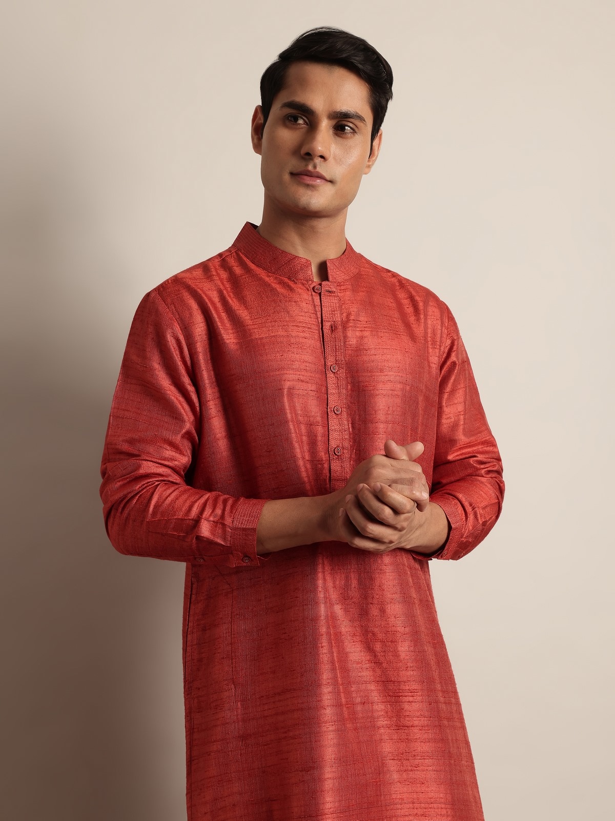 Alternate lifestyle view focusing on the easy fit and graceful silhouette of the piece.