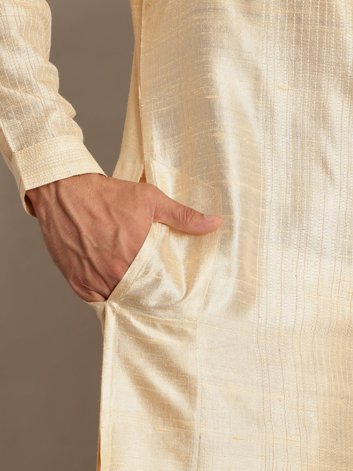 Close-up for the fine details of the weave and the luxurious finish.