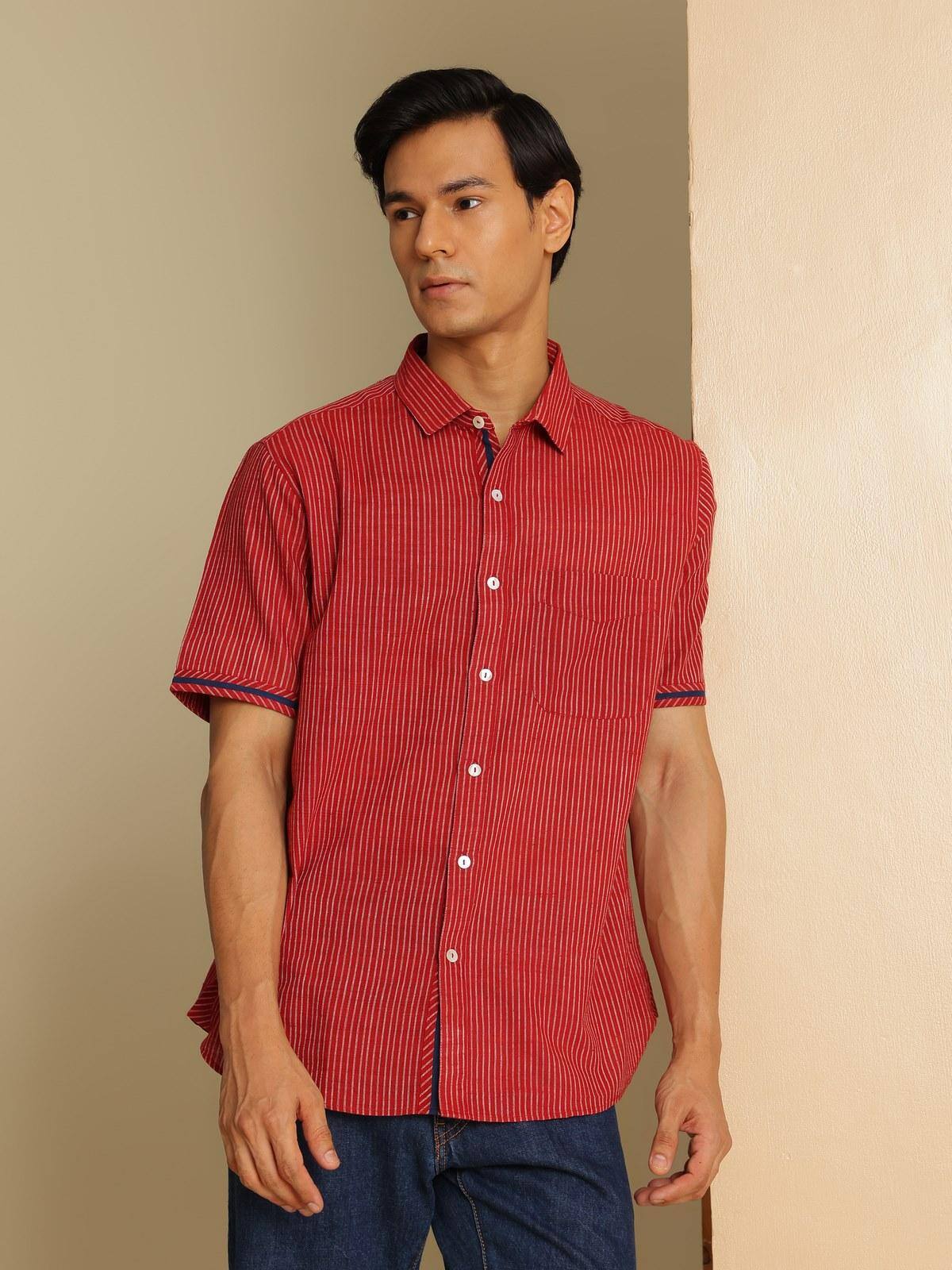 Angled view highlighting fabric texture and tailored fit