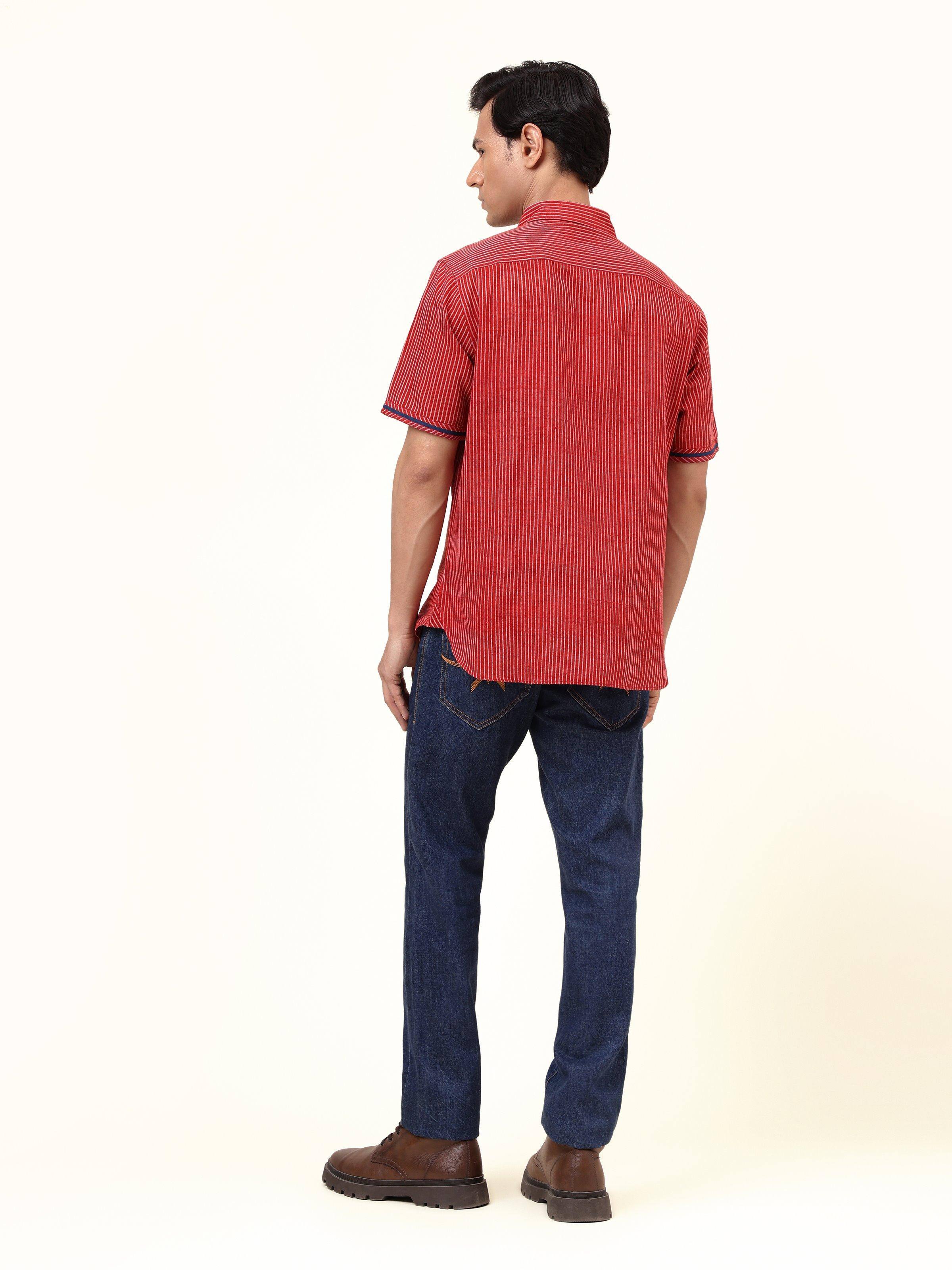 Back view showcasing shirt’s structure and neat finish