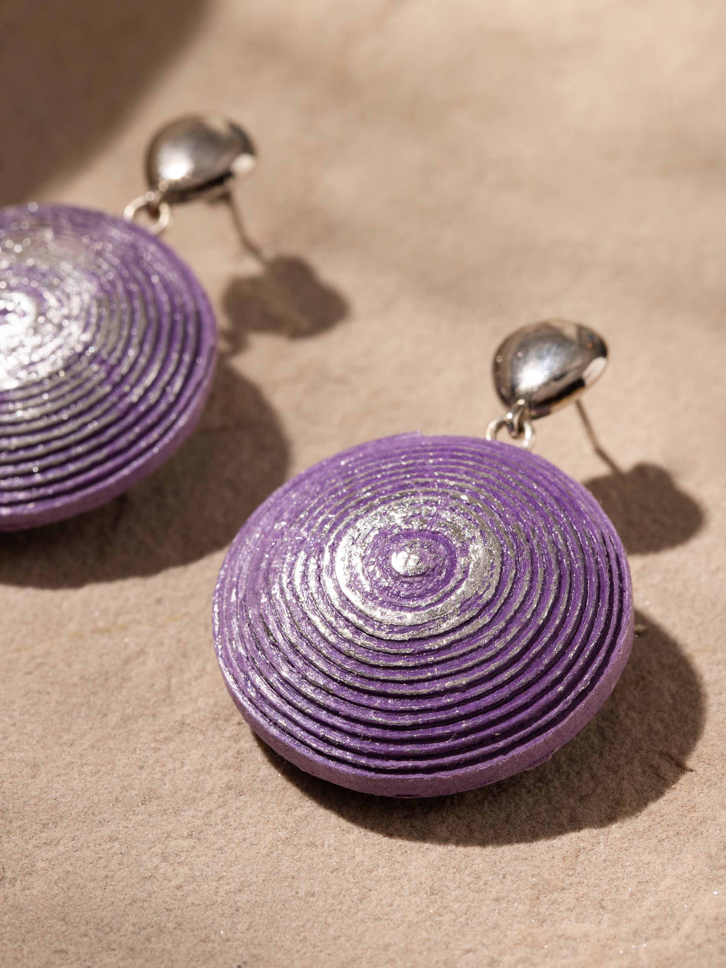 Side profile of Blue Meenakari silver hoop earrings with intricate design details.