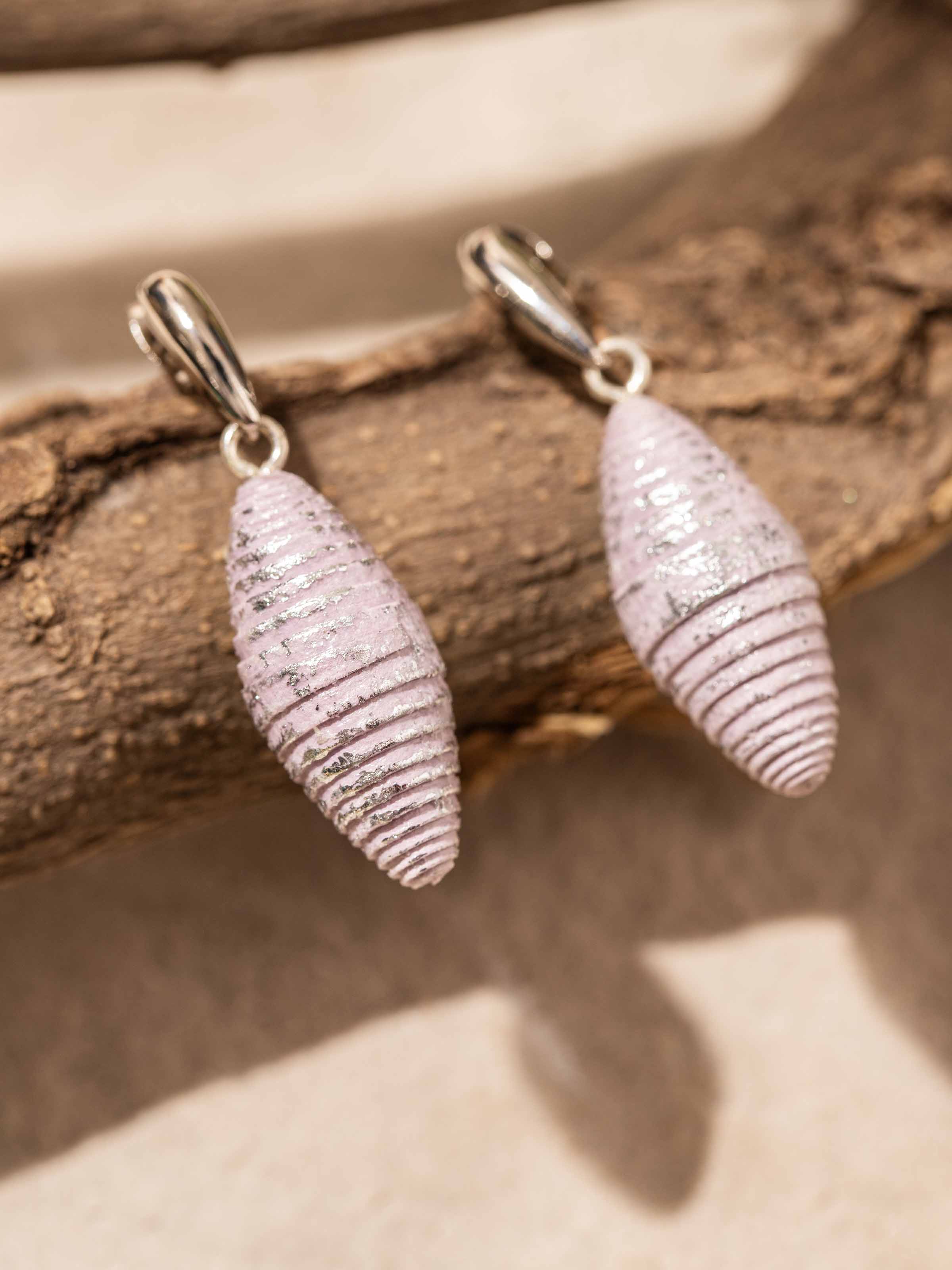 Detailed view of Paper Drop Earrings emphasizing the intricate design and unique craftsmanship.