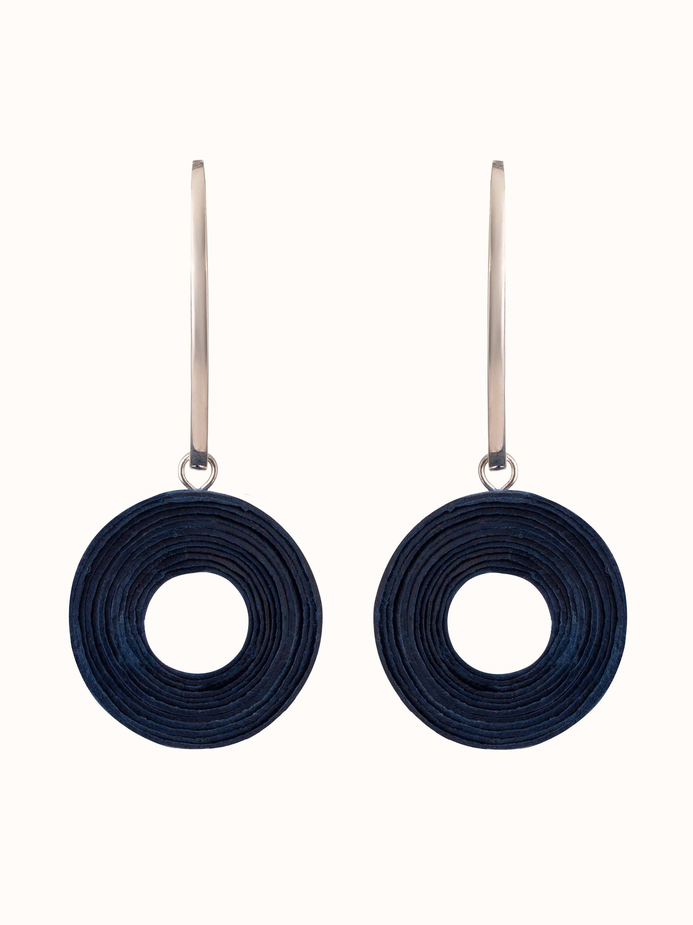 Front view of Paper Drop Earrings featuring intricate design and elegant drop style.