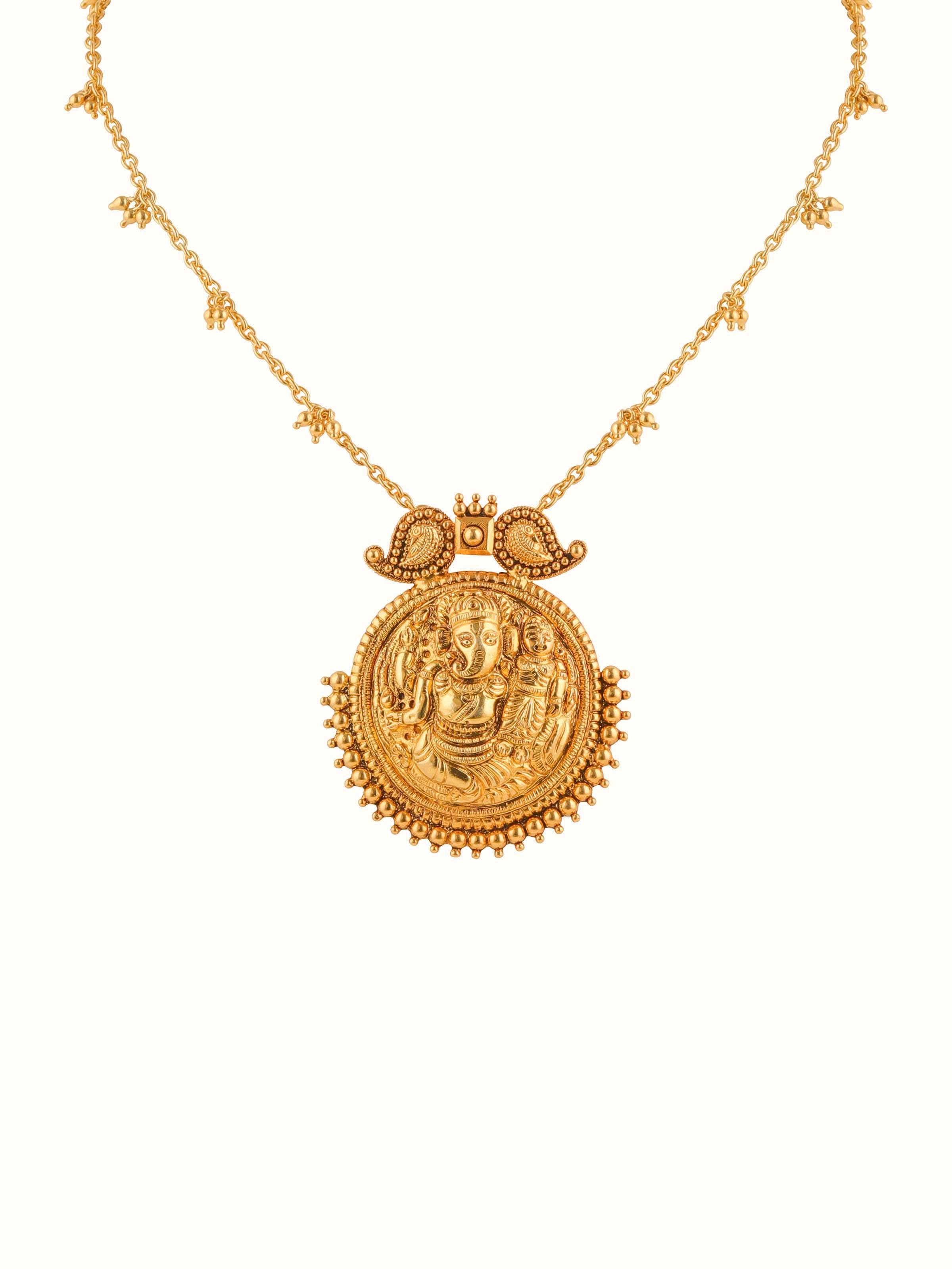 Front view of tribal silver long necklace featuring traditional silverwork.