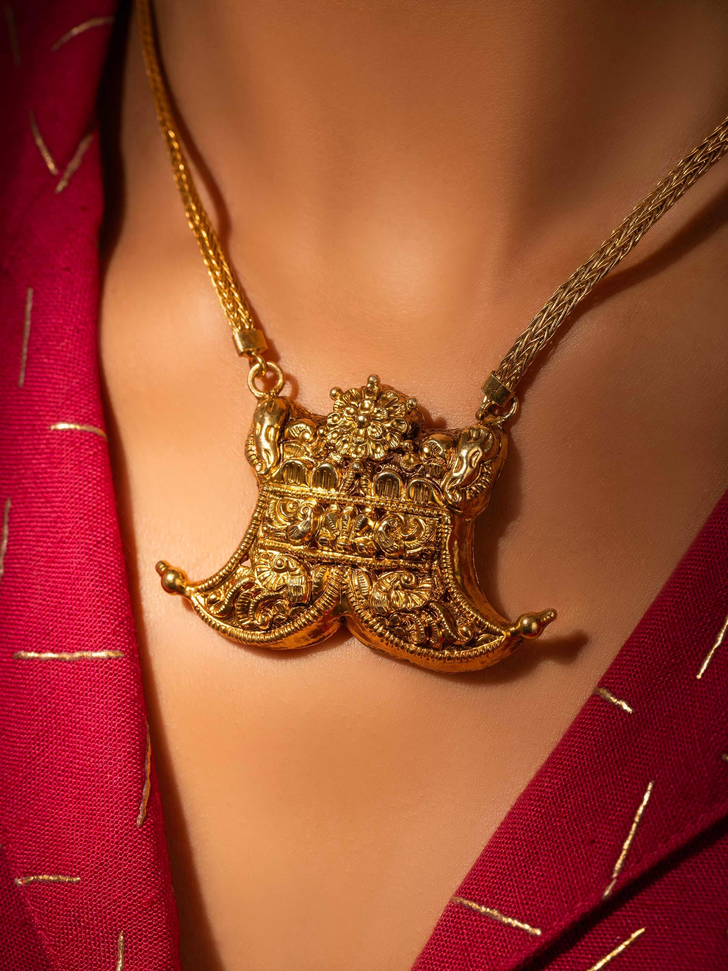 Side view of Nakash Silver Long Necklace highlighting the elegant design and length of the necklace.