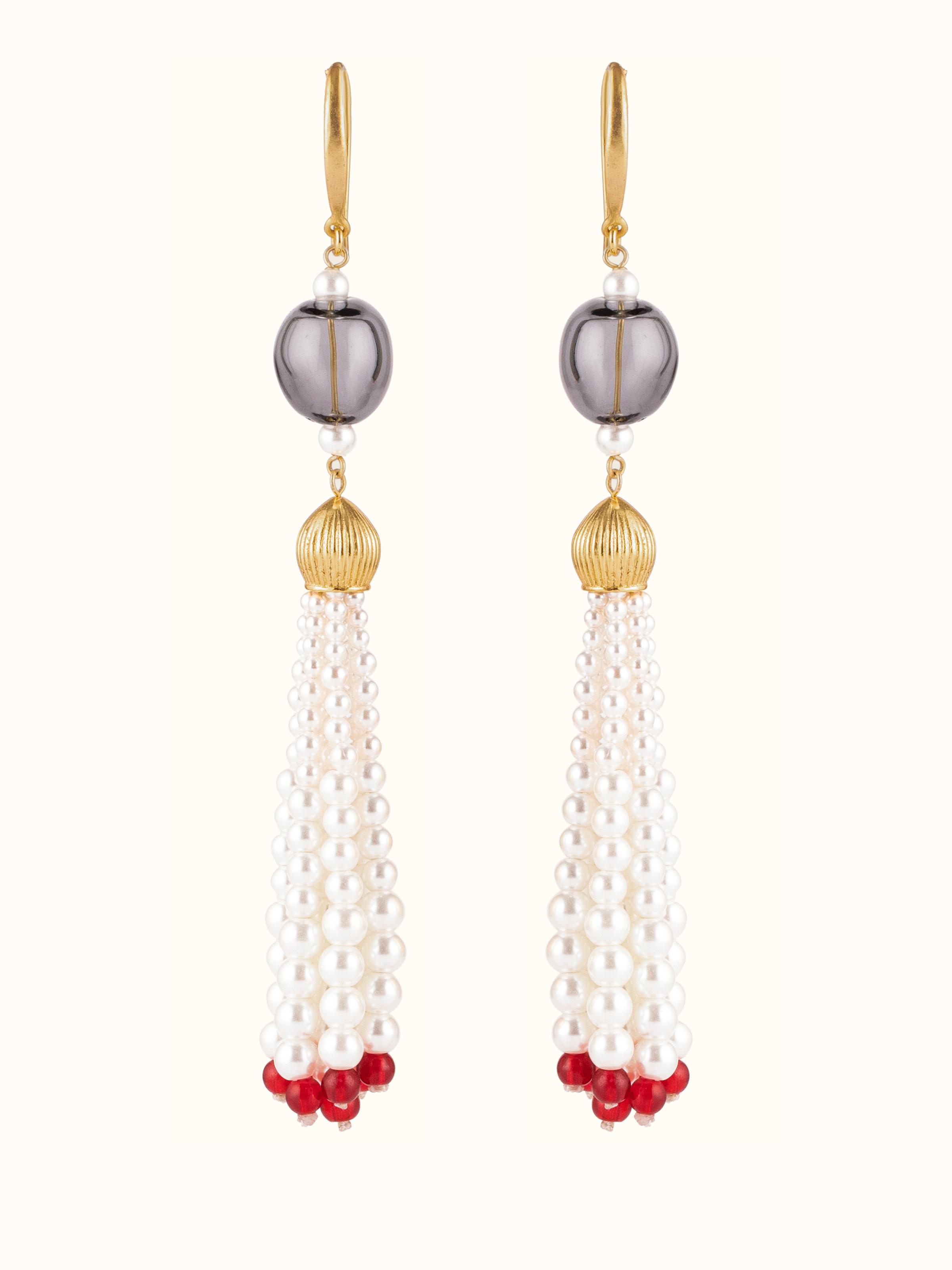 Front view of Nakash Silver Drop Earrings highlighting the elegant silver design and vibrant drop element