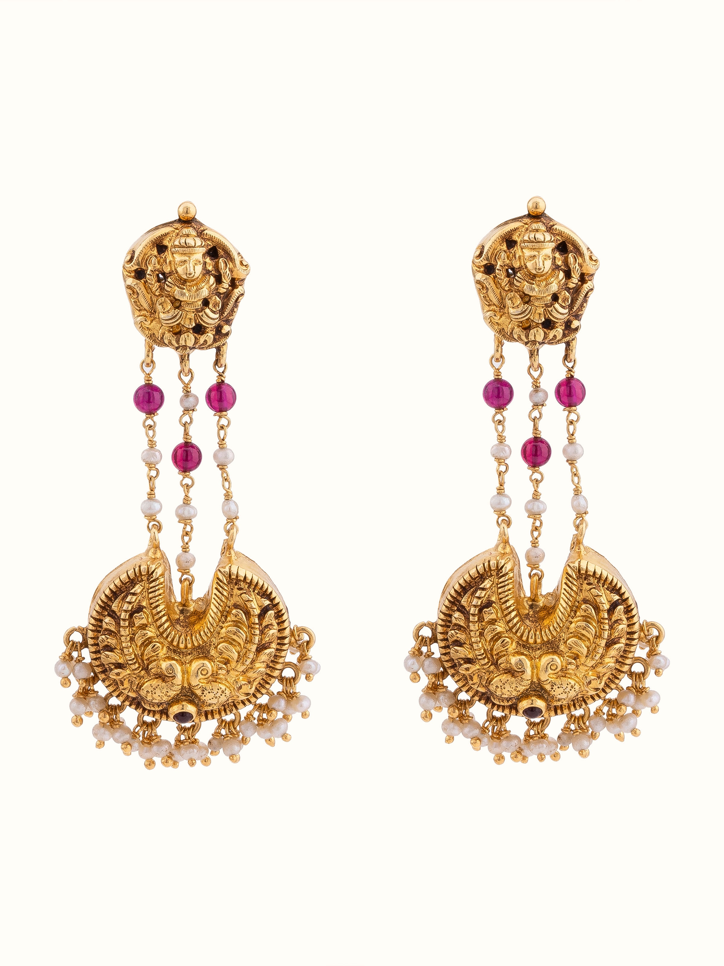 Front view of Nakash Silver Drop Earrings showcasing elegant silver design with intricate details and drop earring style.