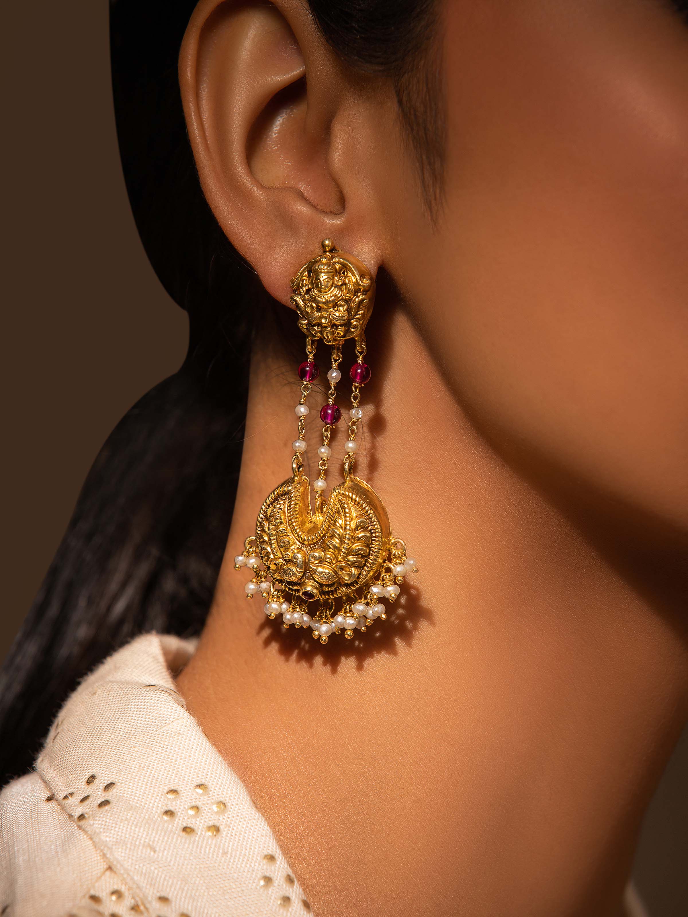 Close-up view of Nakash Silver Drop Earrings featuring detailed silver craftsmanship and elegant drop style.