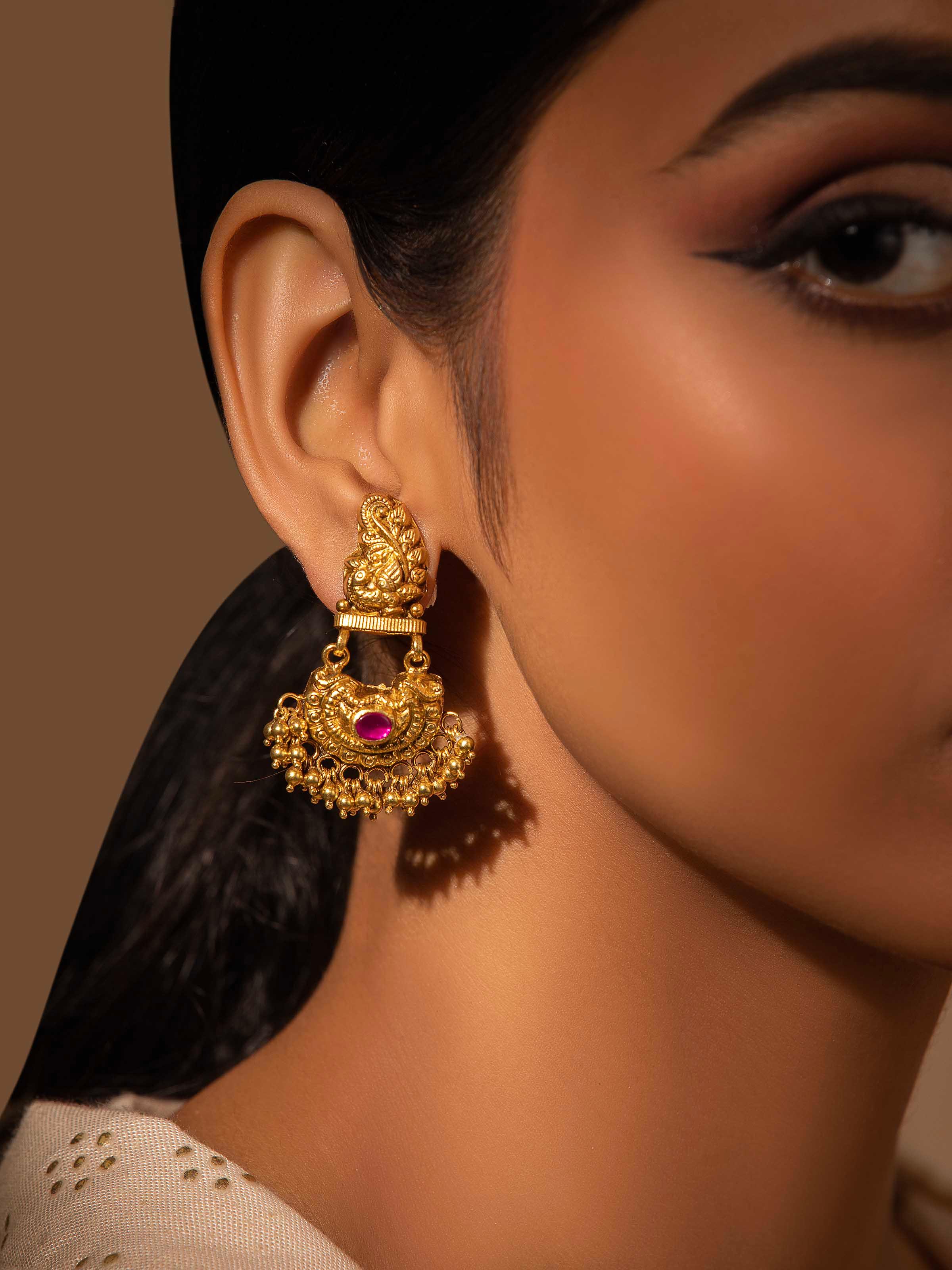 Close-up view of Nakash Silver Drop Earrings featuring detailed silverwork and elegant drop style.