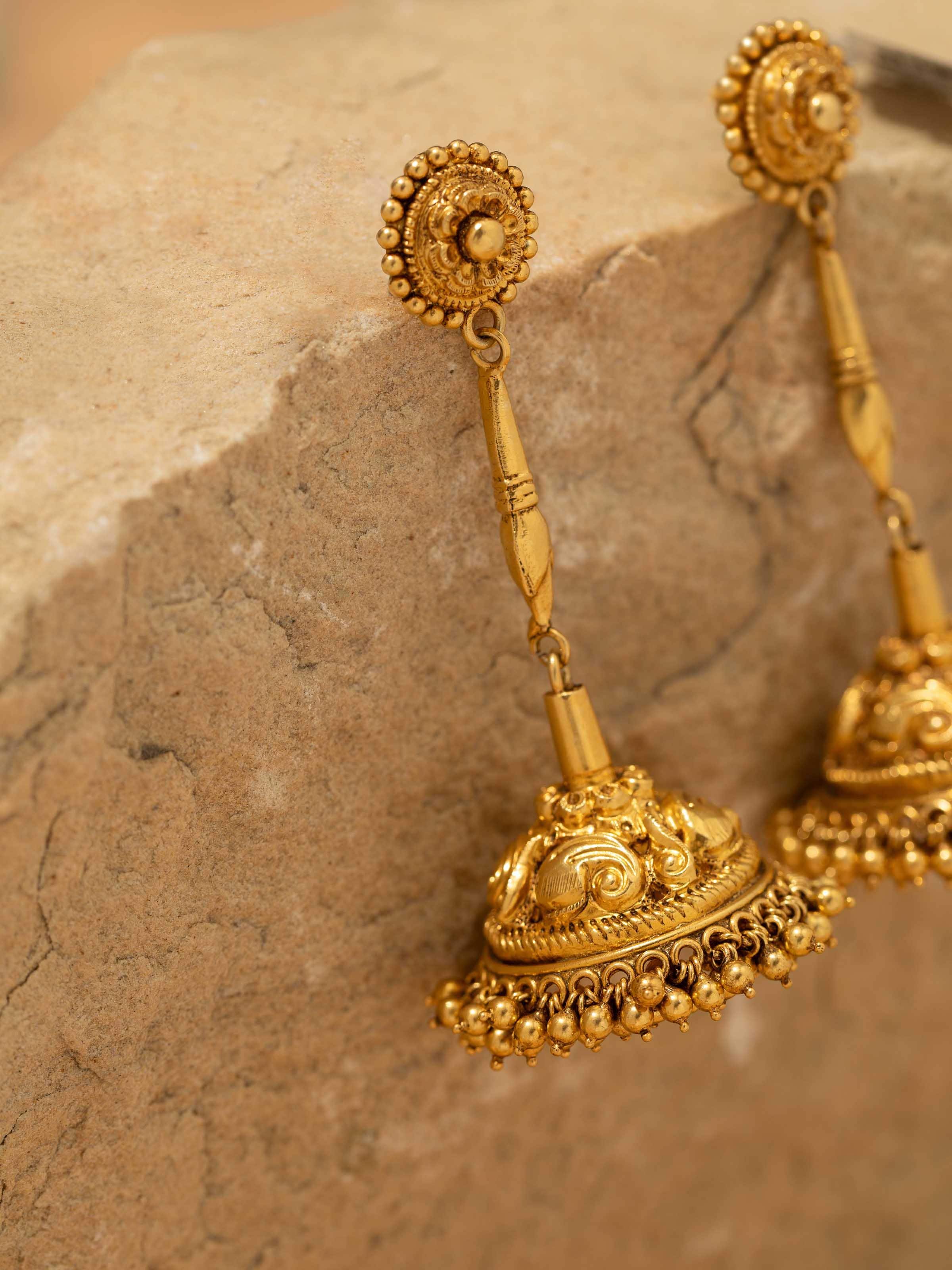 Detailed view of Nakash Silver Jhumkas focusing on the fine silver work and design details.