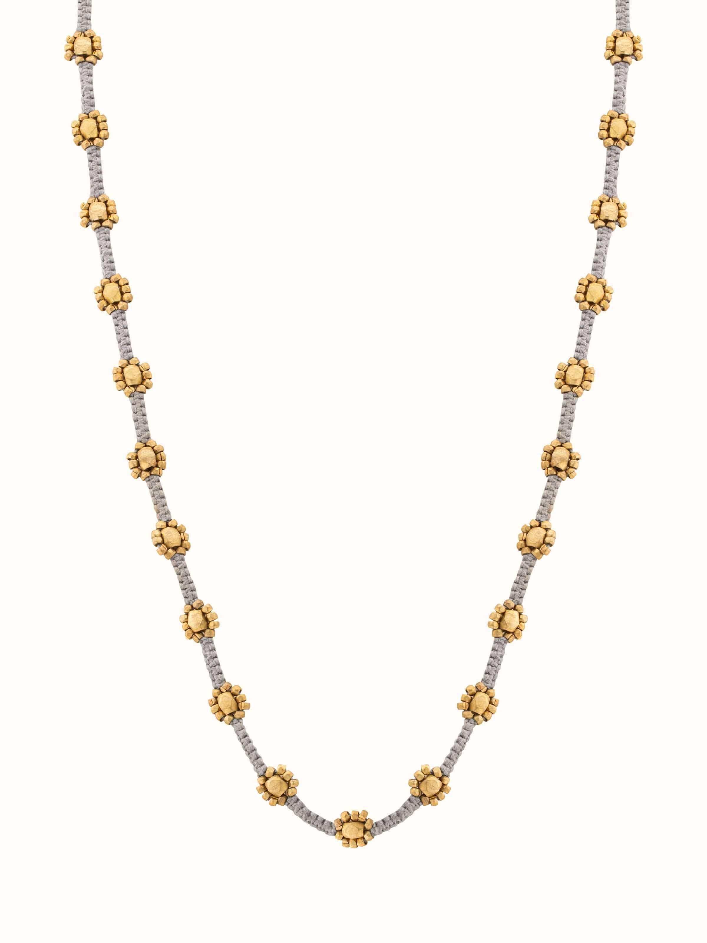 Front view of Dhokra Long Necklace featuring traditional Dhokra metalwork with intricate designs.