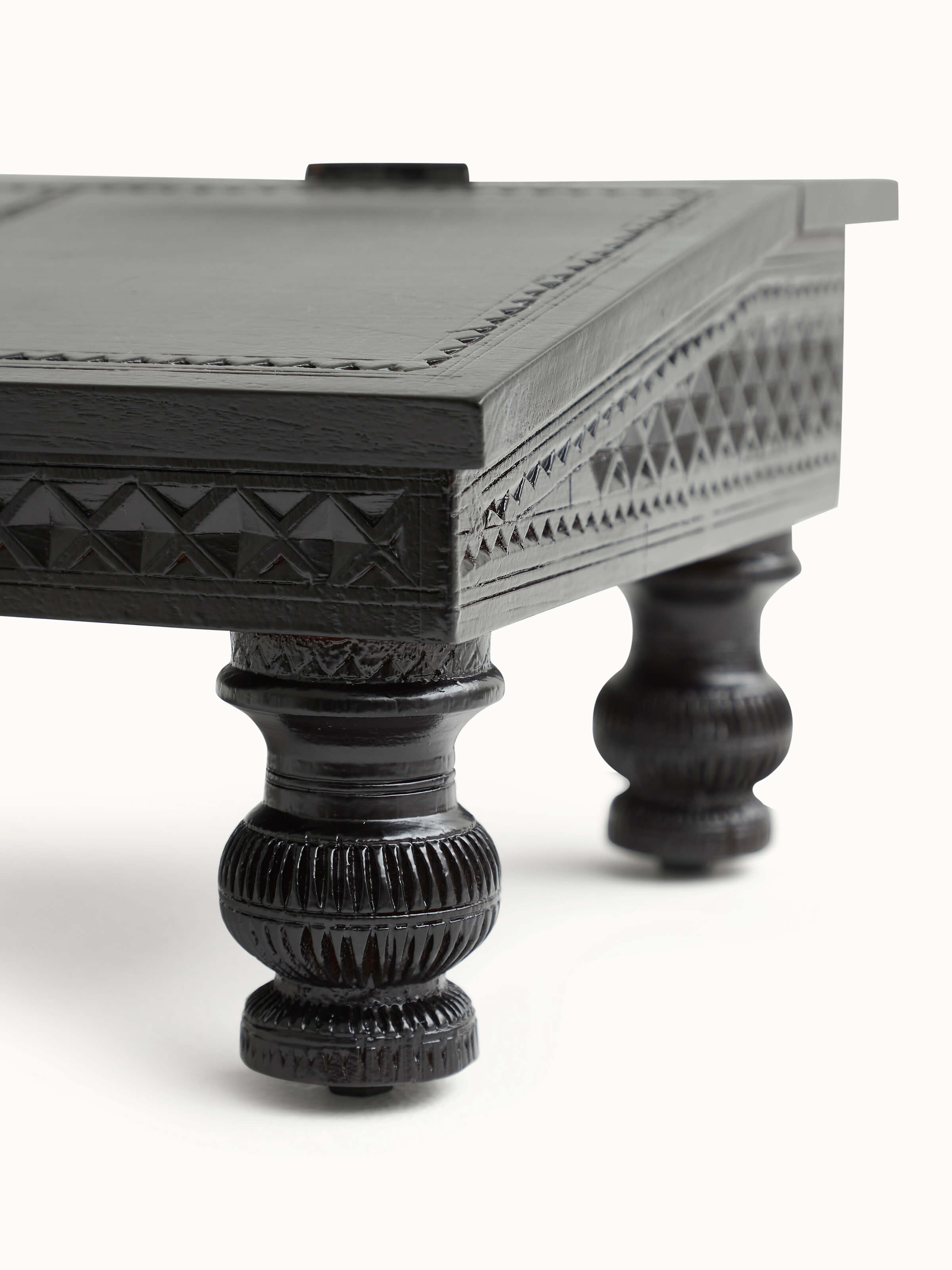 Angled view of the teak wood portable table, showcasing its design and versatility for various uses.