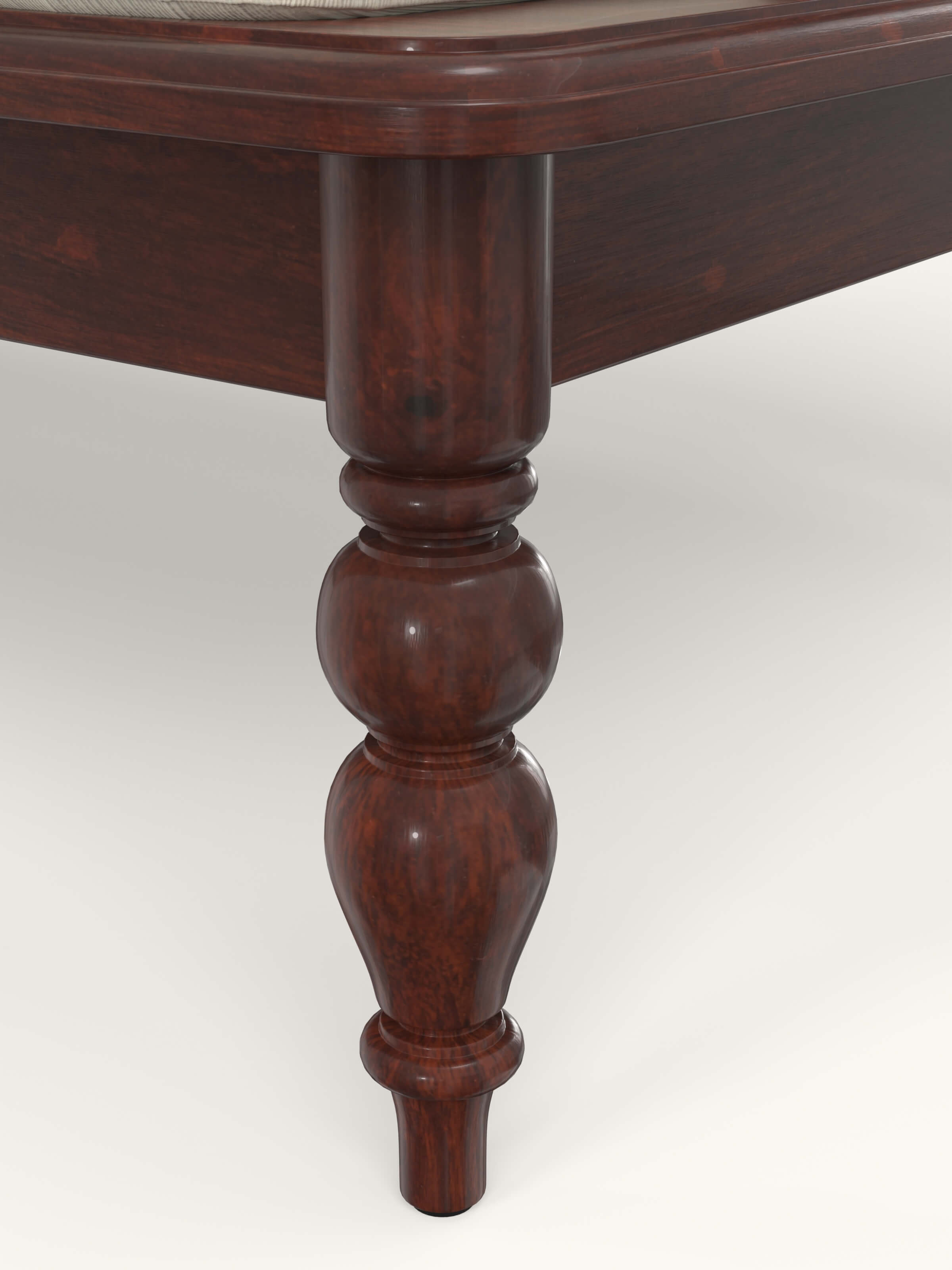 Another angle showing the teak finish upholstery on the Sheesham wood daybed.