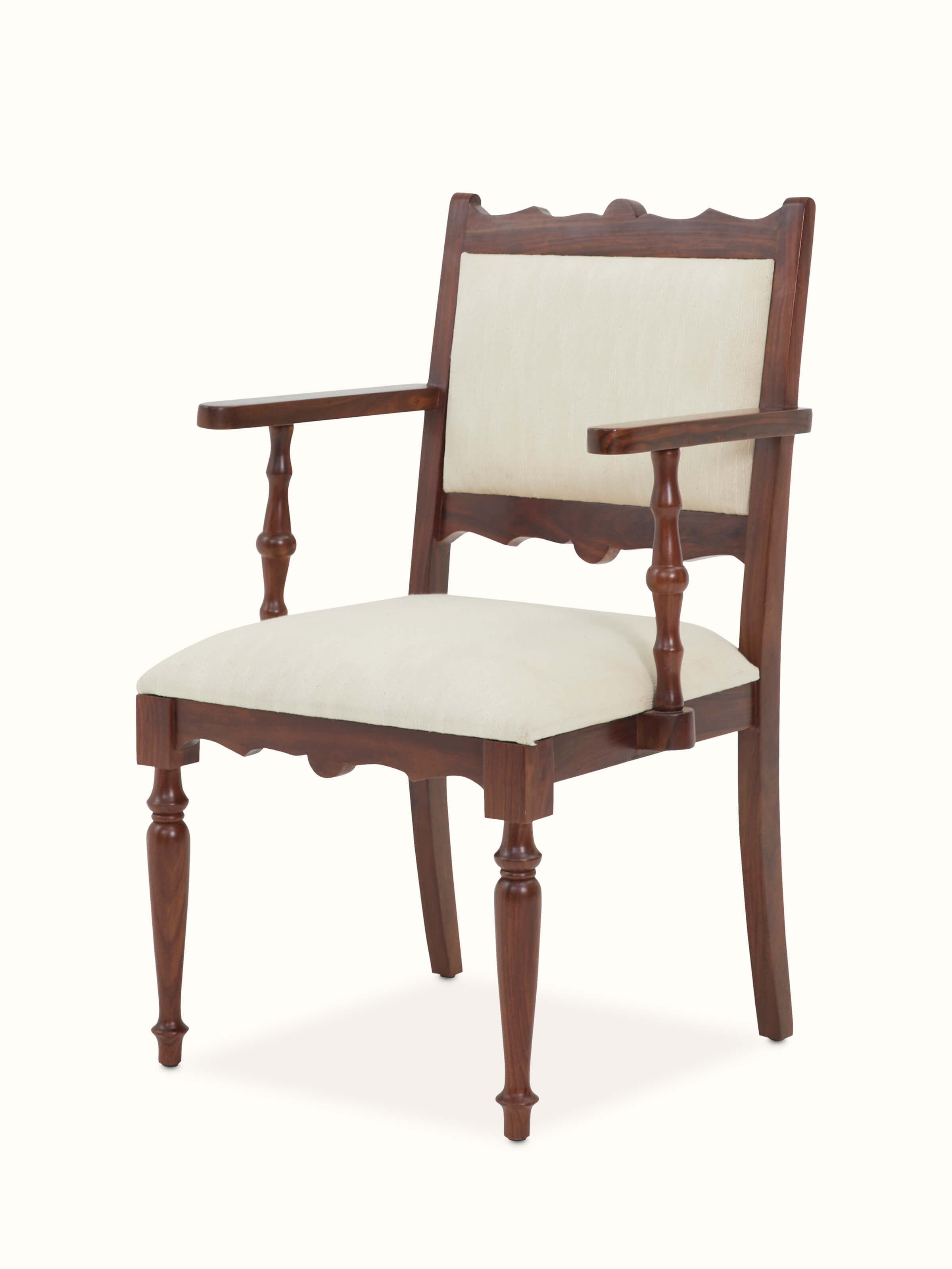 Close-up of the upholstery on the Sheesham wood study chair, showing the texture and padding