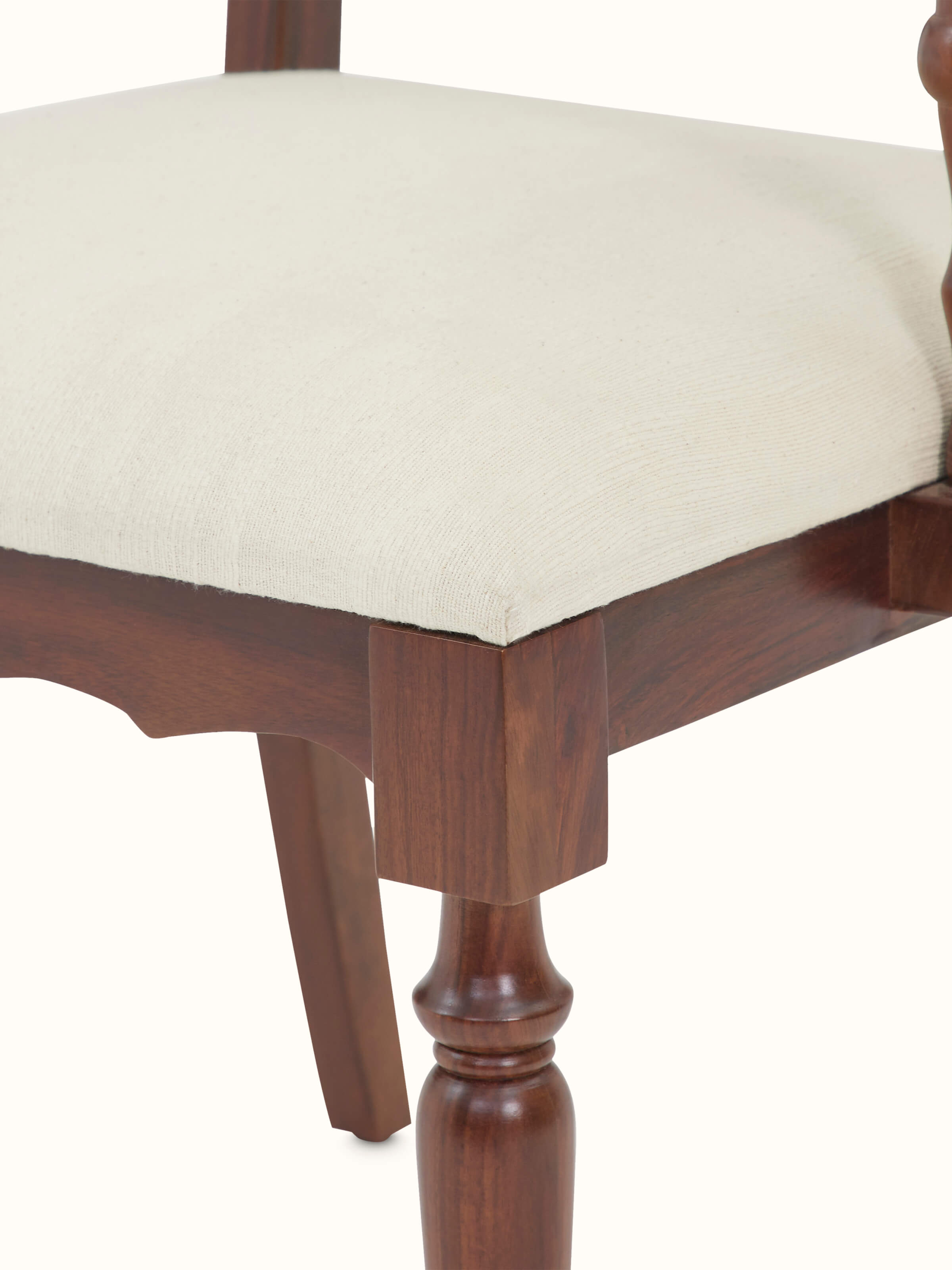 Detailed view of the Sheesham wood study chair’s backrest and frame, emphasizing the craftsmanship