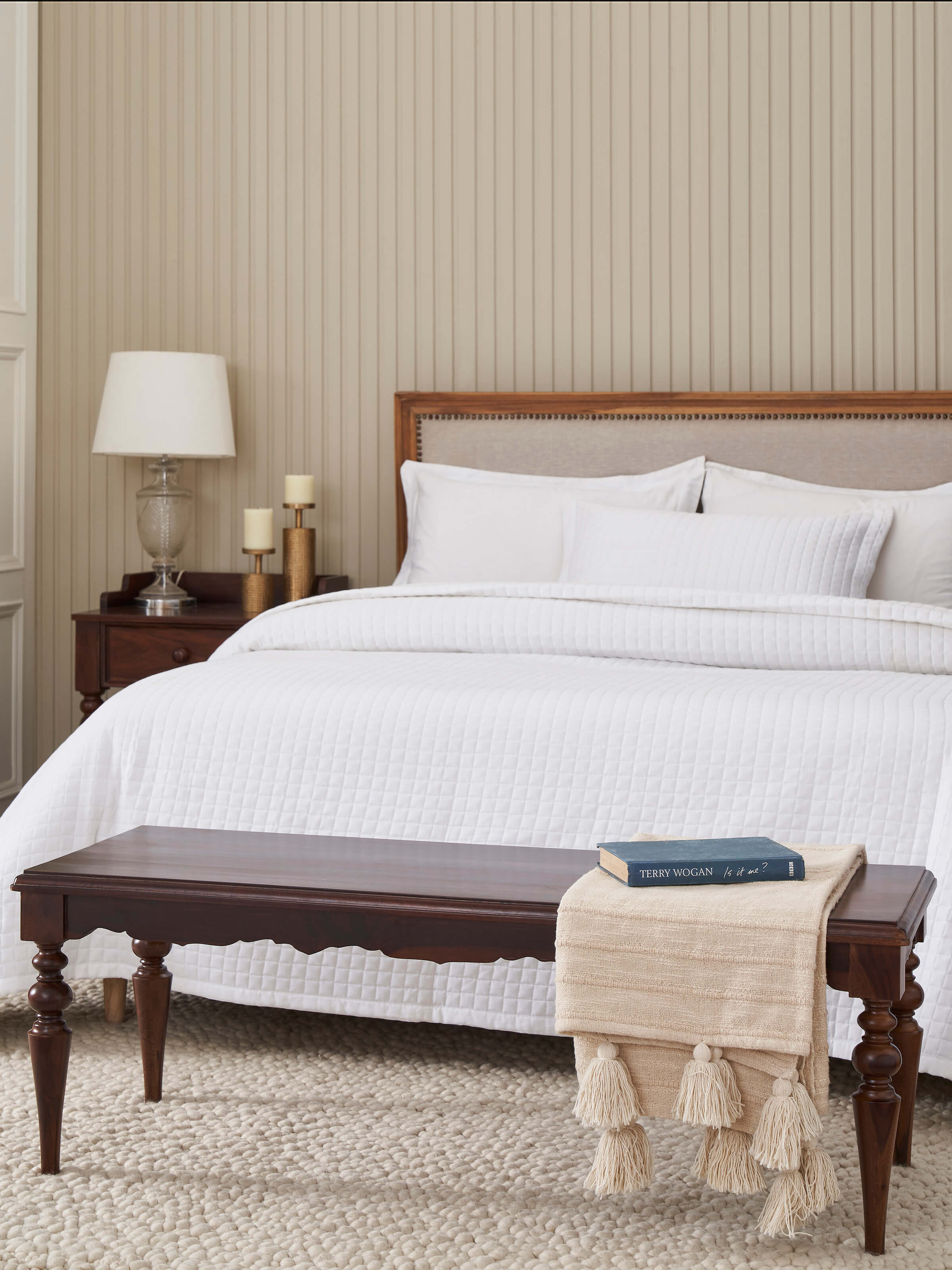 Side view of the Sheesham wood 2-seater bench, highlighting the craftsmanship and wood grain details.