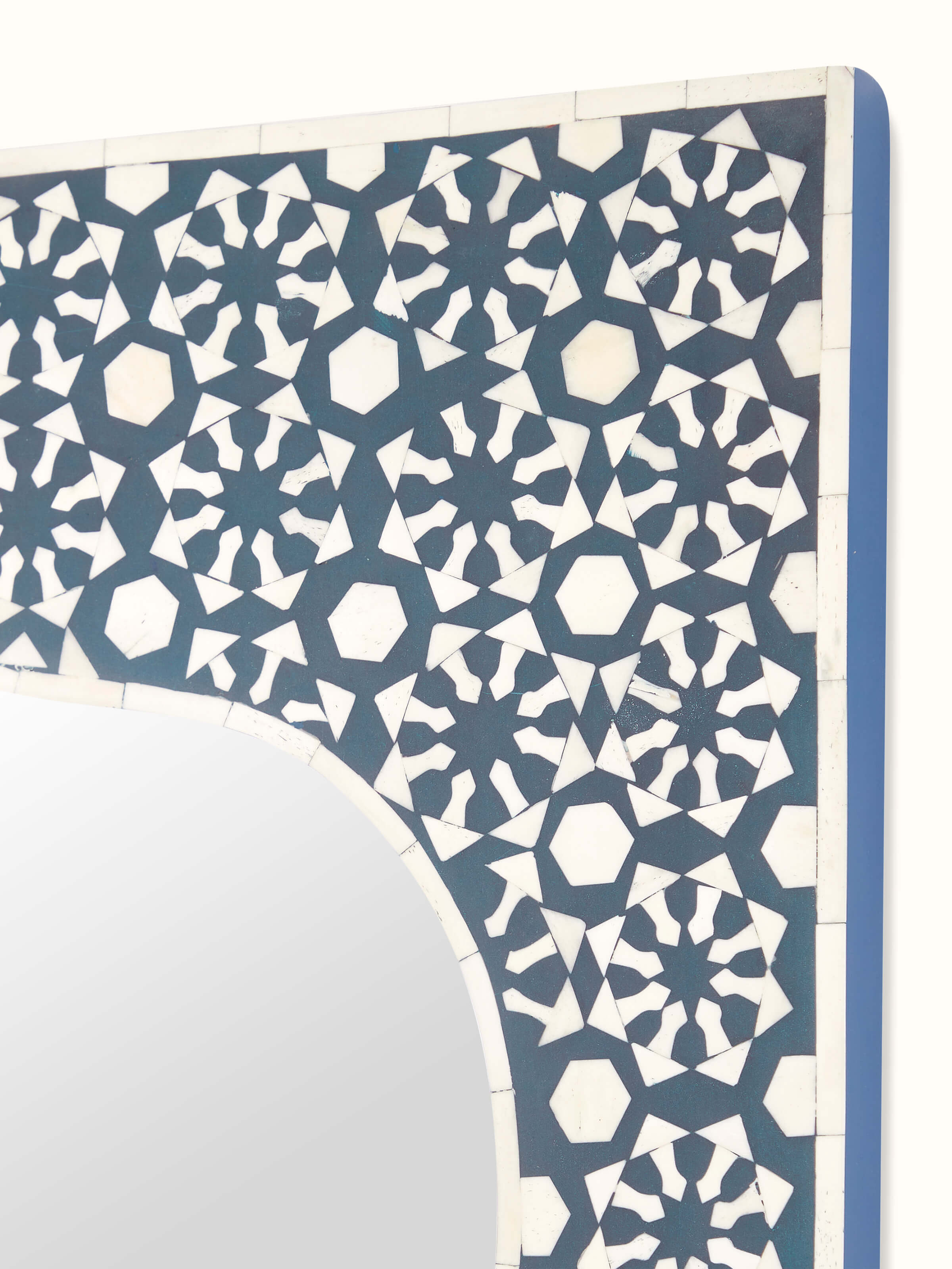 Front view of Bone Inlaid Mirror, showcasing the full-length view and decorative frame details