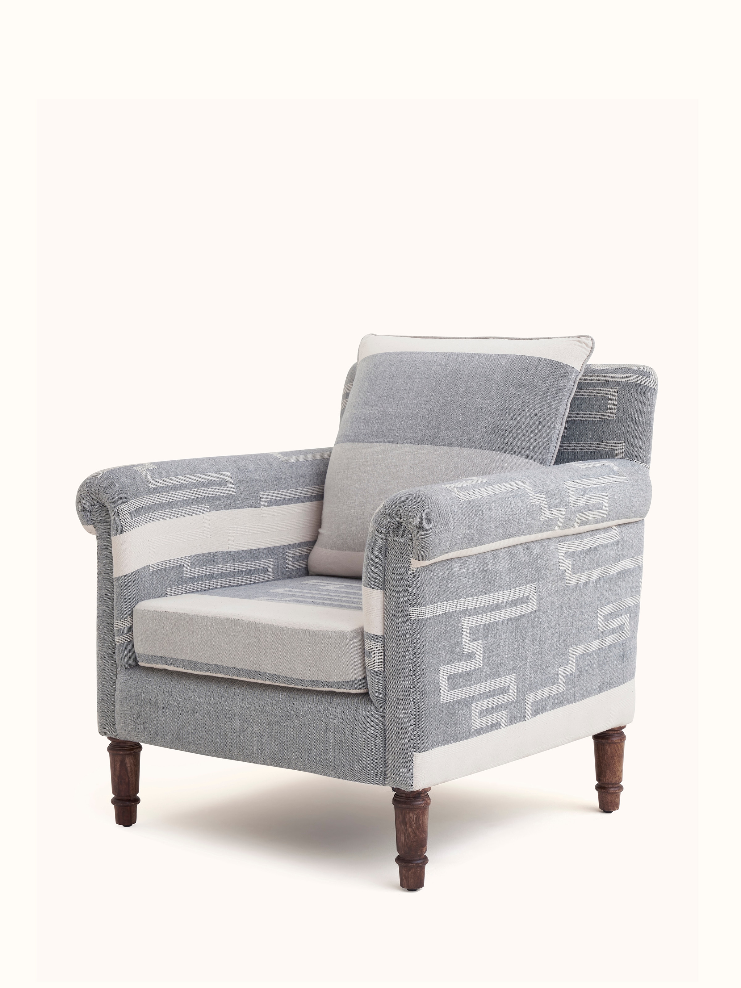 Close-up of Sheesham Wood Bawan Buti Lounge Chair's carvings, emphasizing the craftsmanship and design