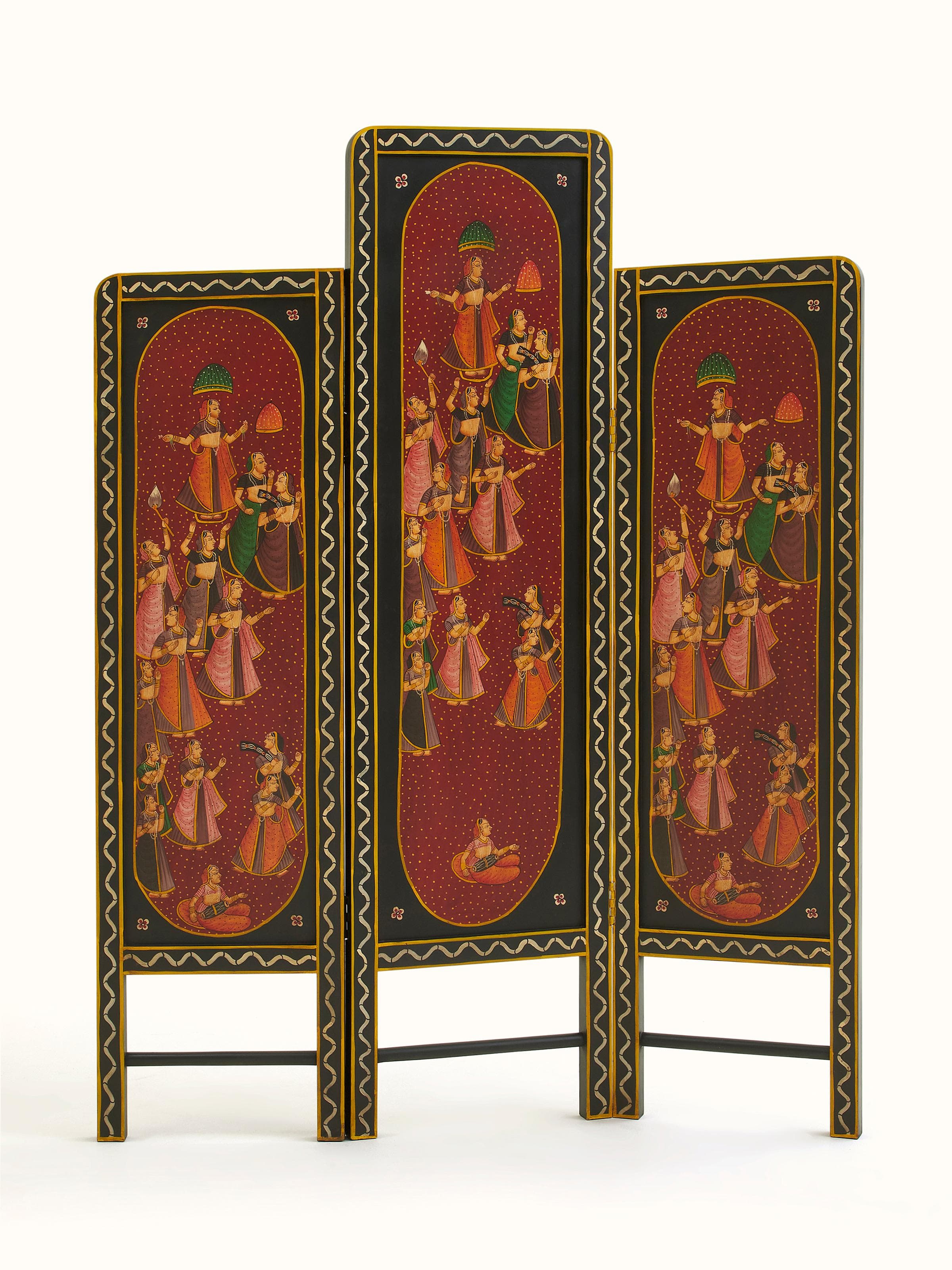 Detailed view of Miniature Painting Partition Screen emphasizing hand-painted miniature scenes
