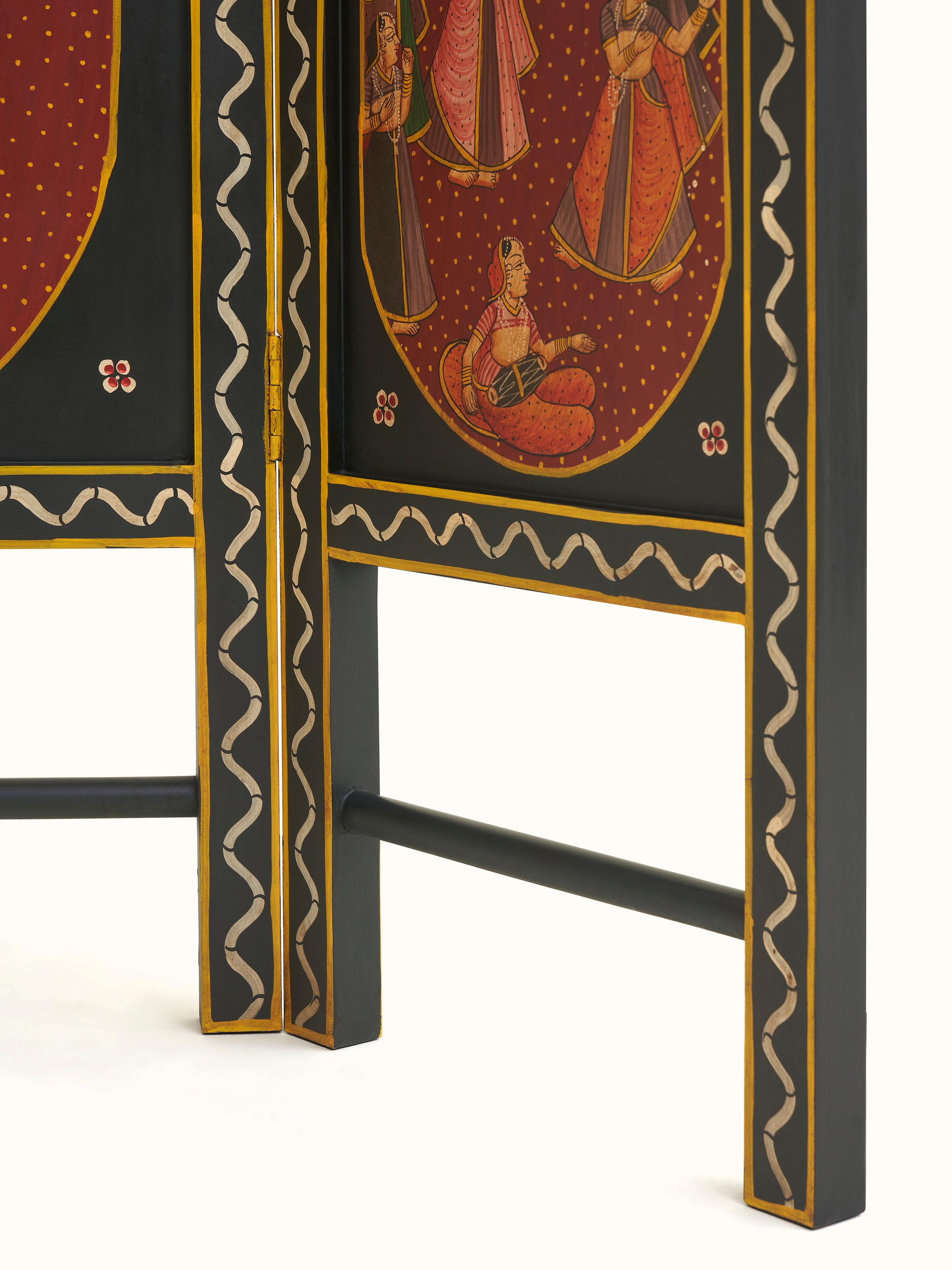 Decorative view of Miniature Painting Partition Screen showcasing unique hand-painted elements