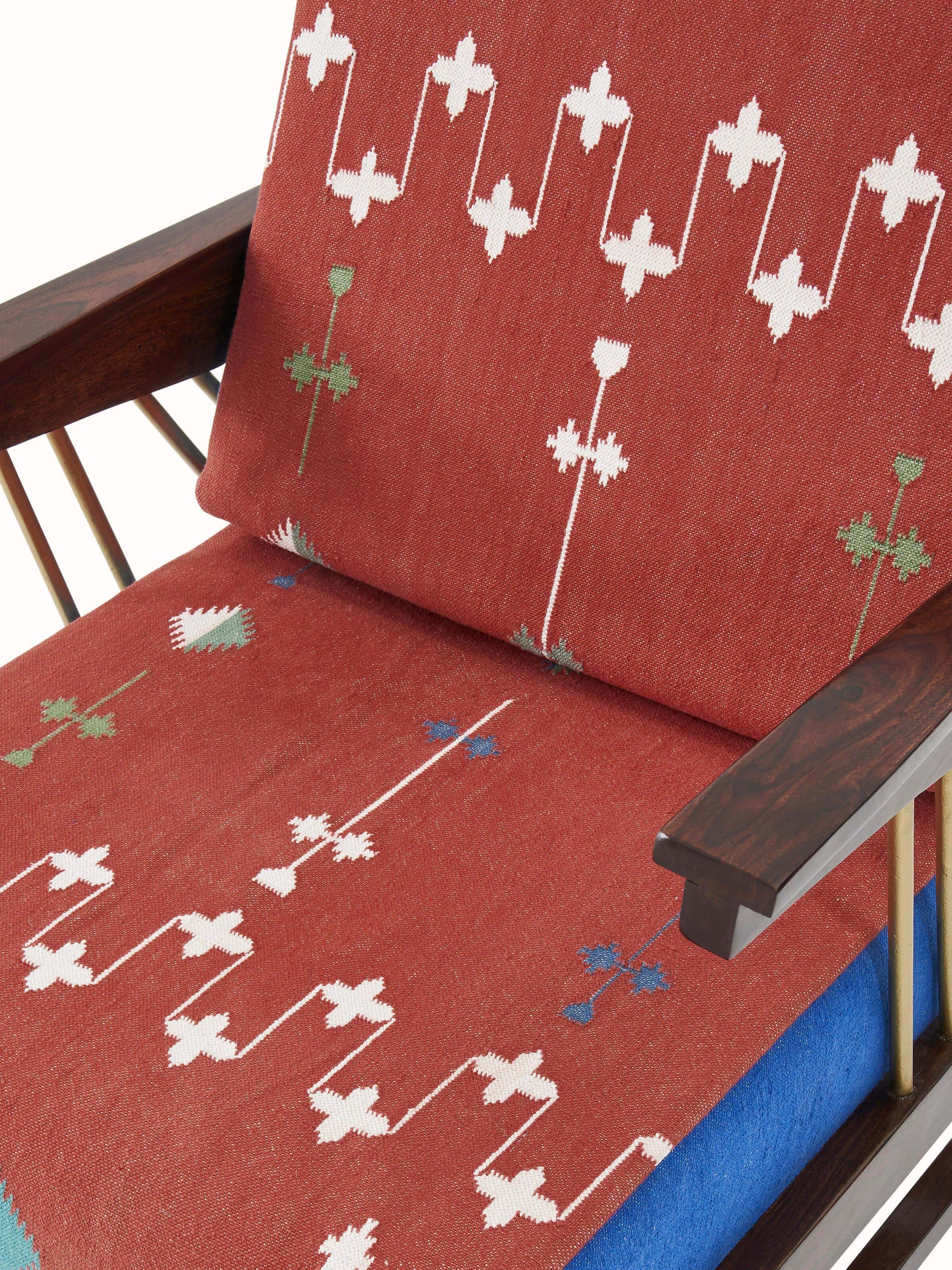 Panja Dhurrie Upholstered Sheesham Wood Armchair