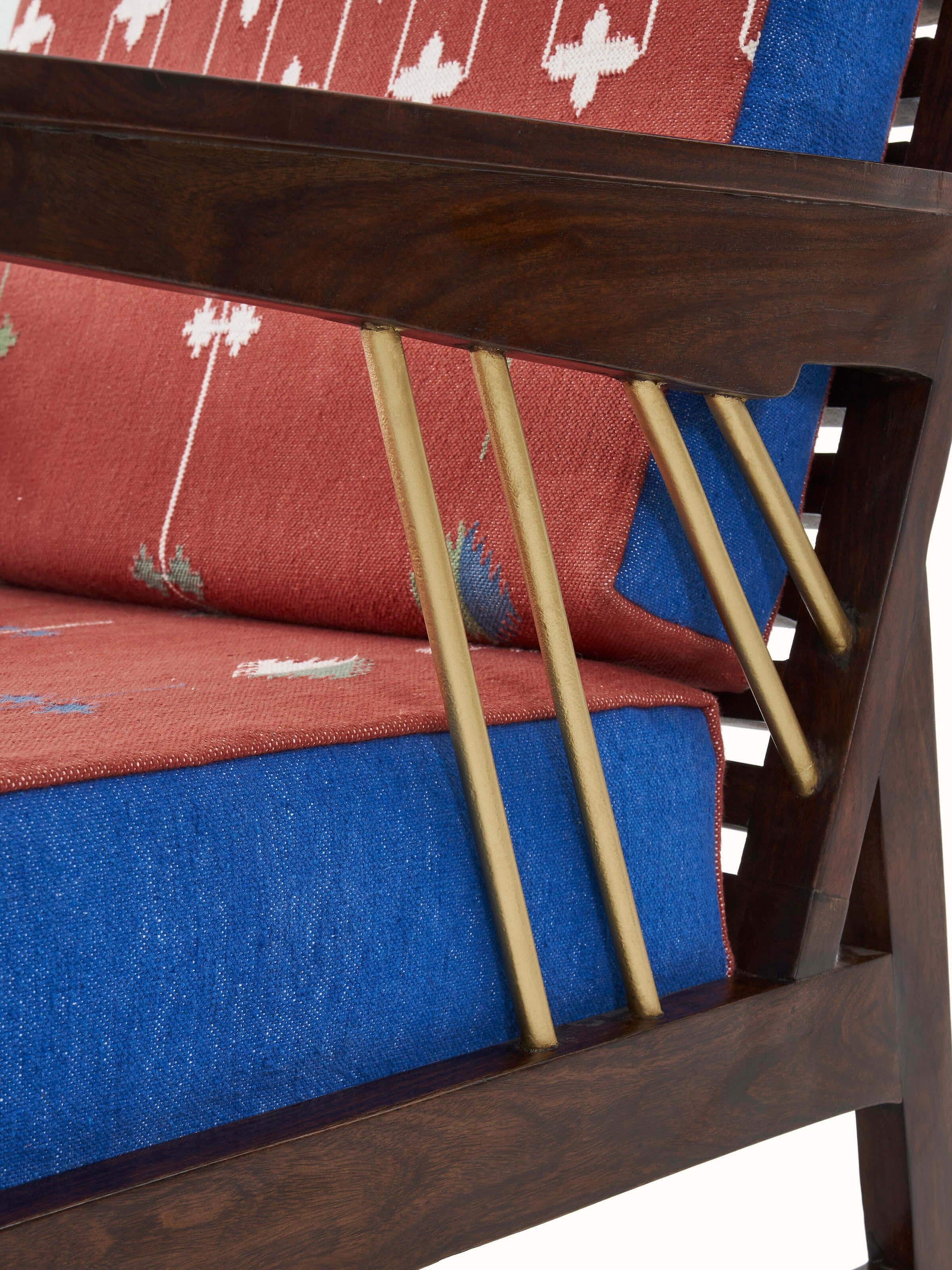 Panja Dhurrie Upholstered Sheesham Wood Armchair