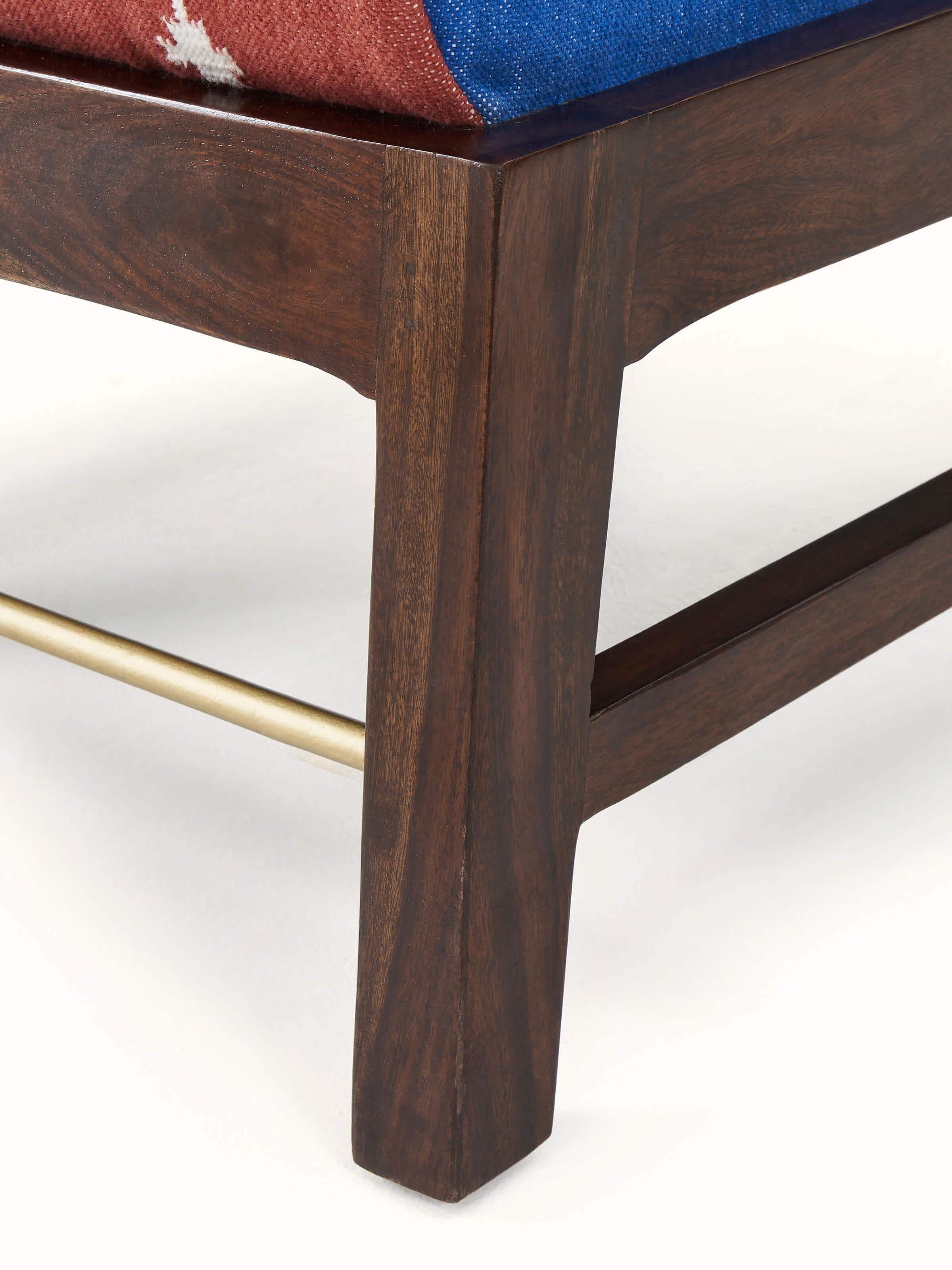 Panja Dhurrie Upholstered Sheesham Wood Armchair