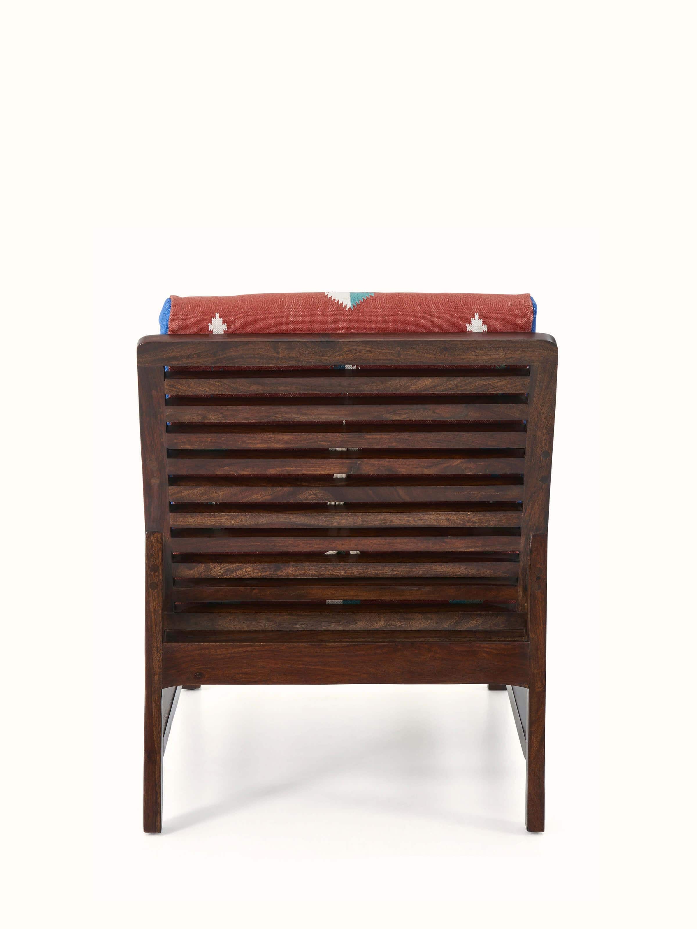 Panja Dhurrie Upholstered Sheesham Wood Armchair