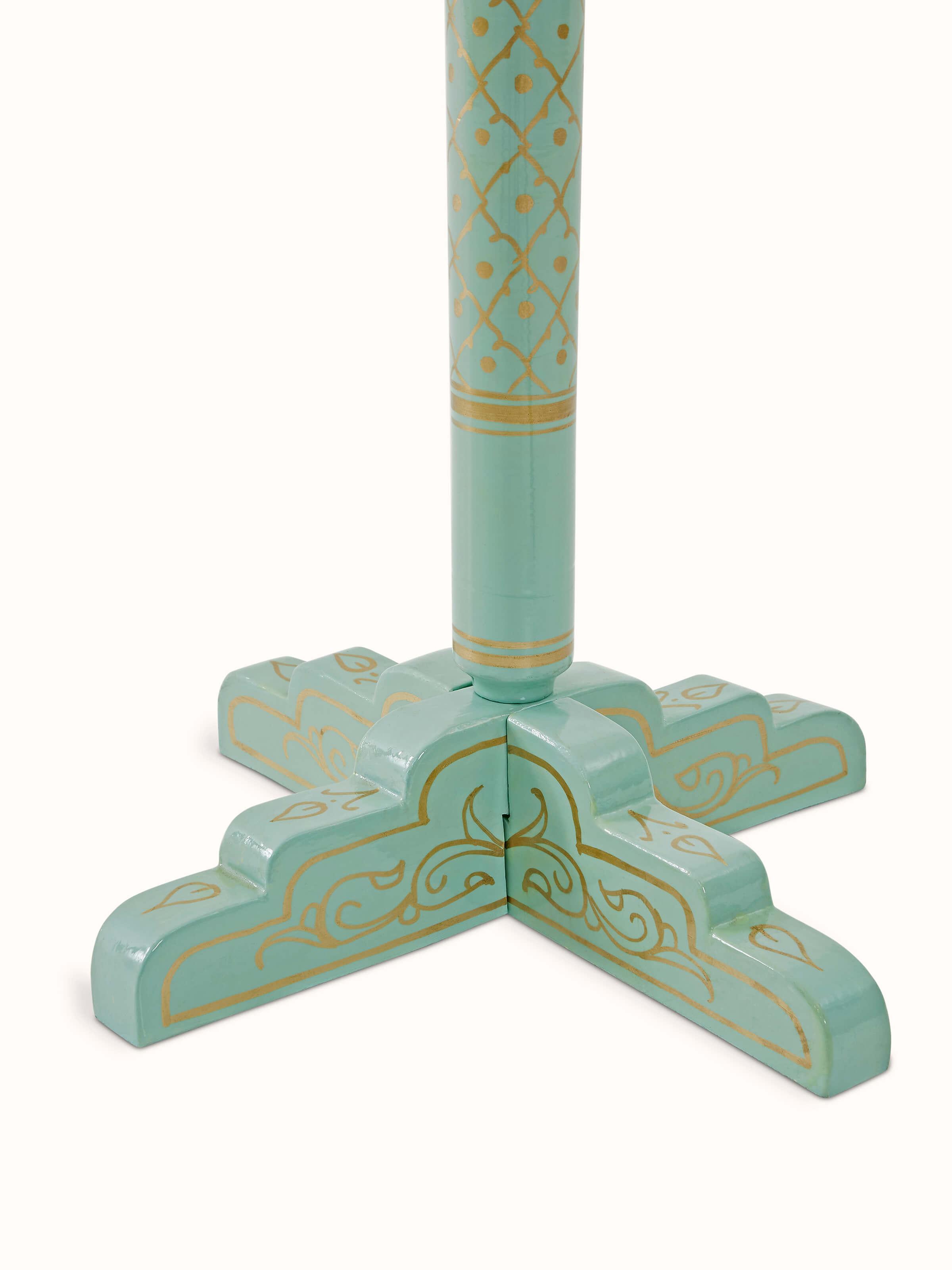 Back view of Teak Wood Sankheda Aqua Coat Hanger, illustrating the sturdy construction and mounting design
