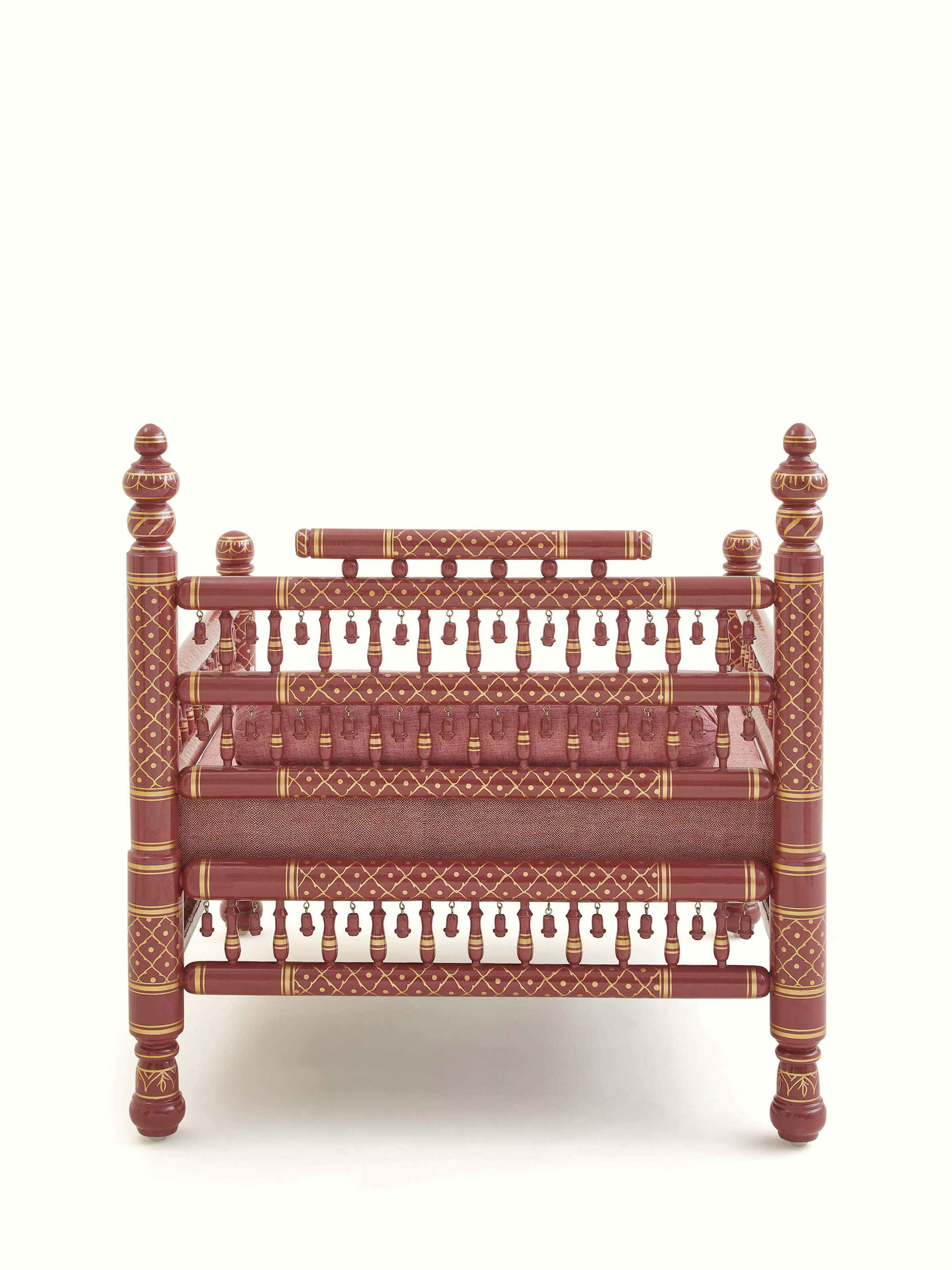 Lifestyle image of Kala cotton upholstered Sankheda 1-seater sofa in a living space, showing how it fits into a modern interior.