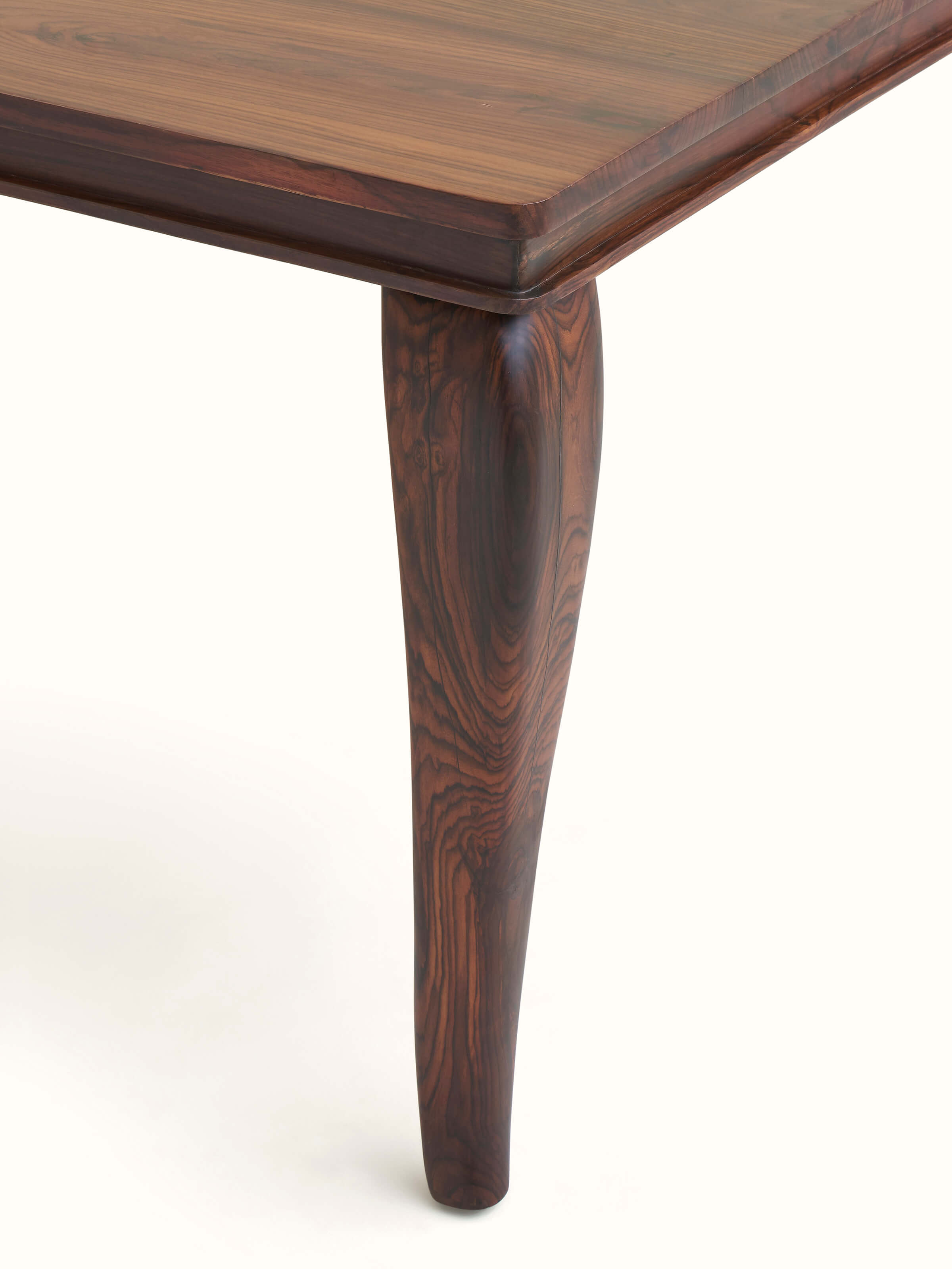 Back view of Rosewood Inlay 6-seater Dining Table highlighting the clean lines and strong construction.