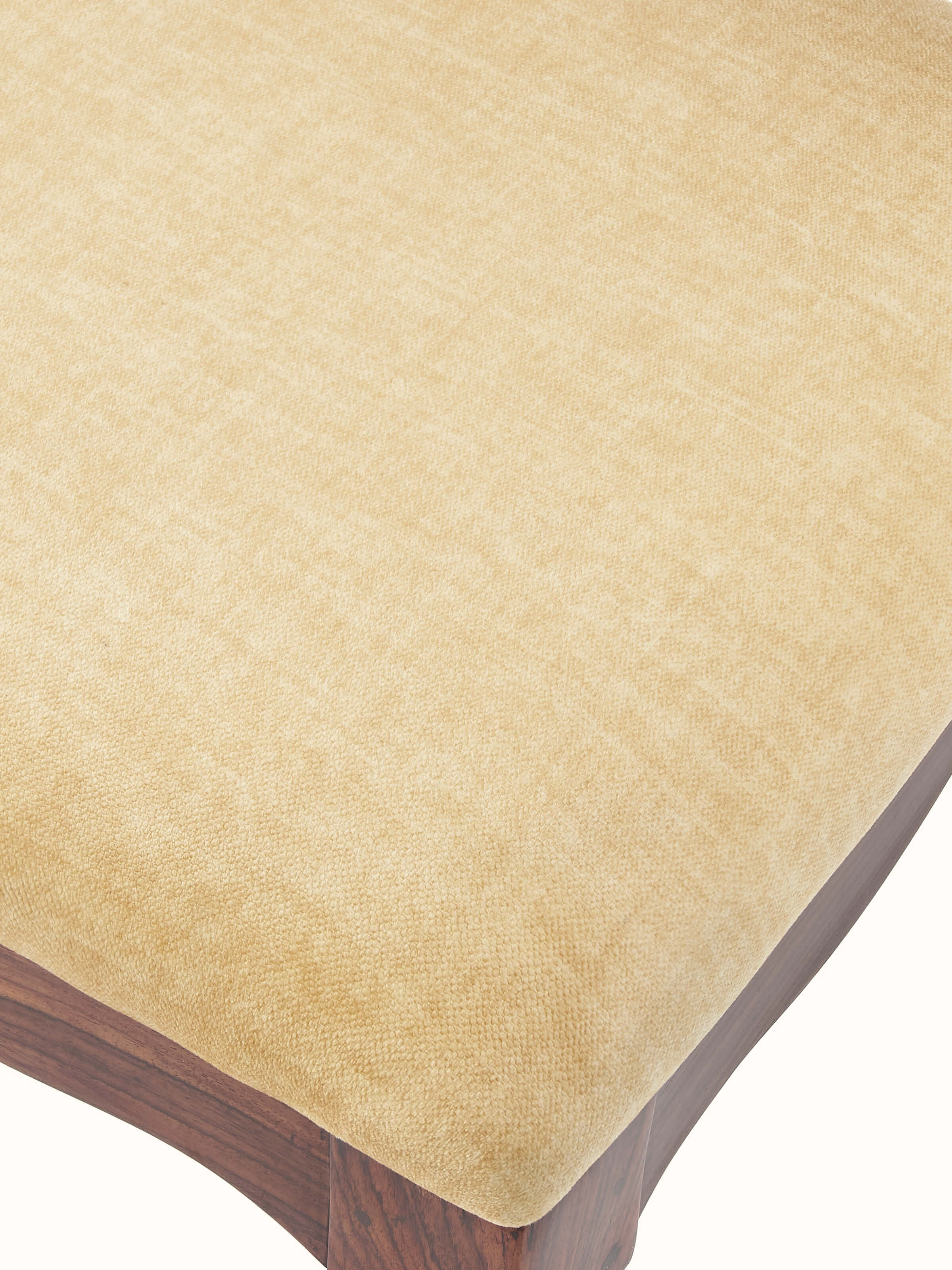 Angled view of Upholstered Rosewood Inlay Dining Chair (2 Pcs) emphasizing the elegant curves and high-quality upholstery.