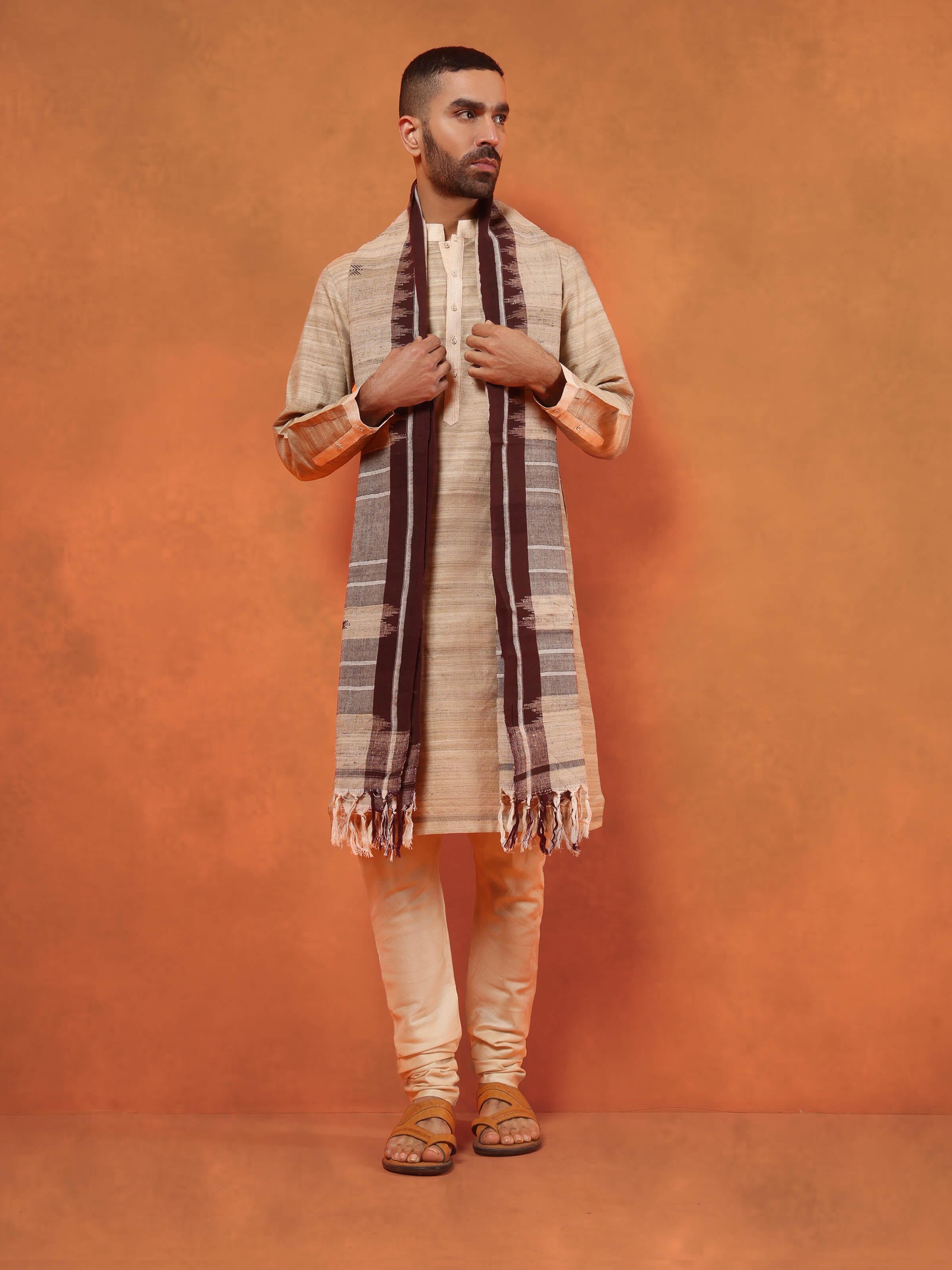Lifestyle image showing the textured weave and earthy tones.