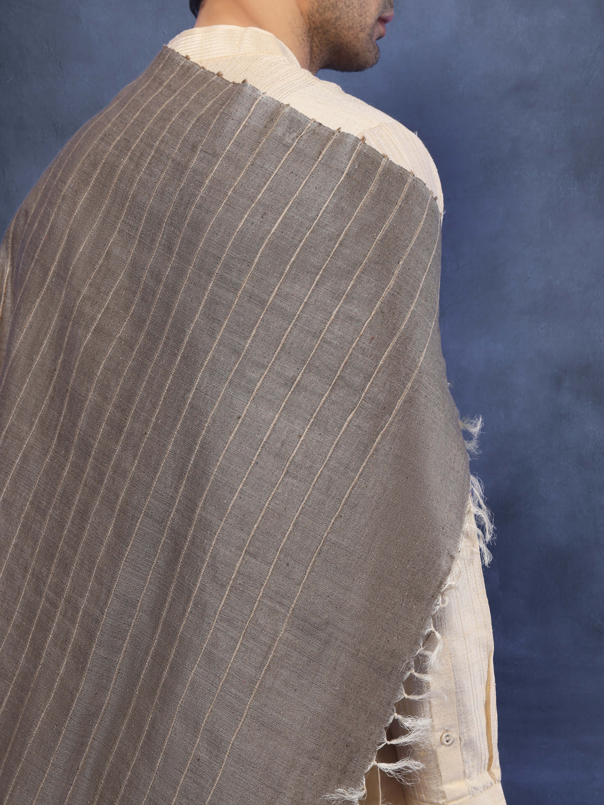 Light Grey Tussar Silk Shawl