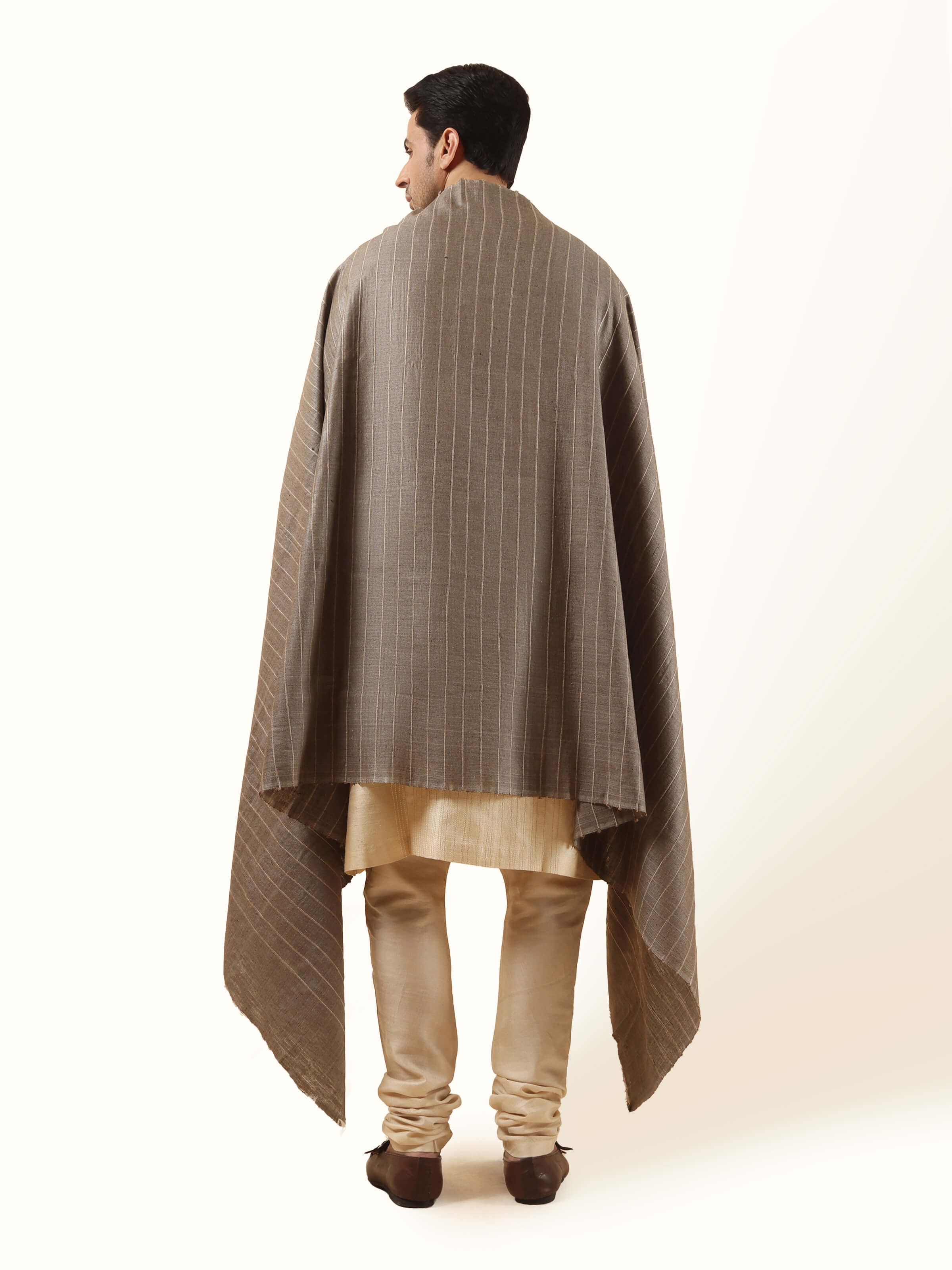 Light Grey Tussar Silk Shawl