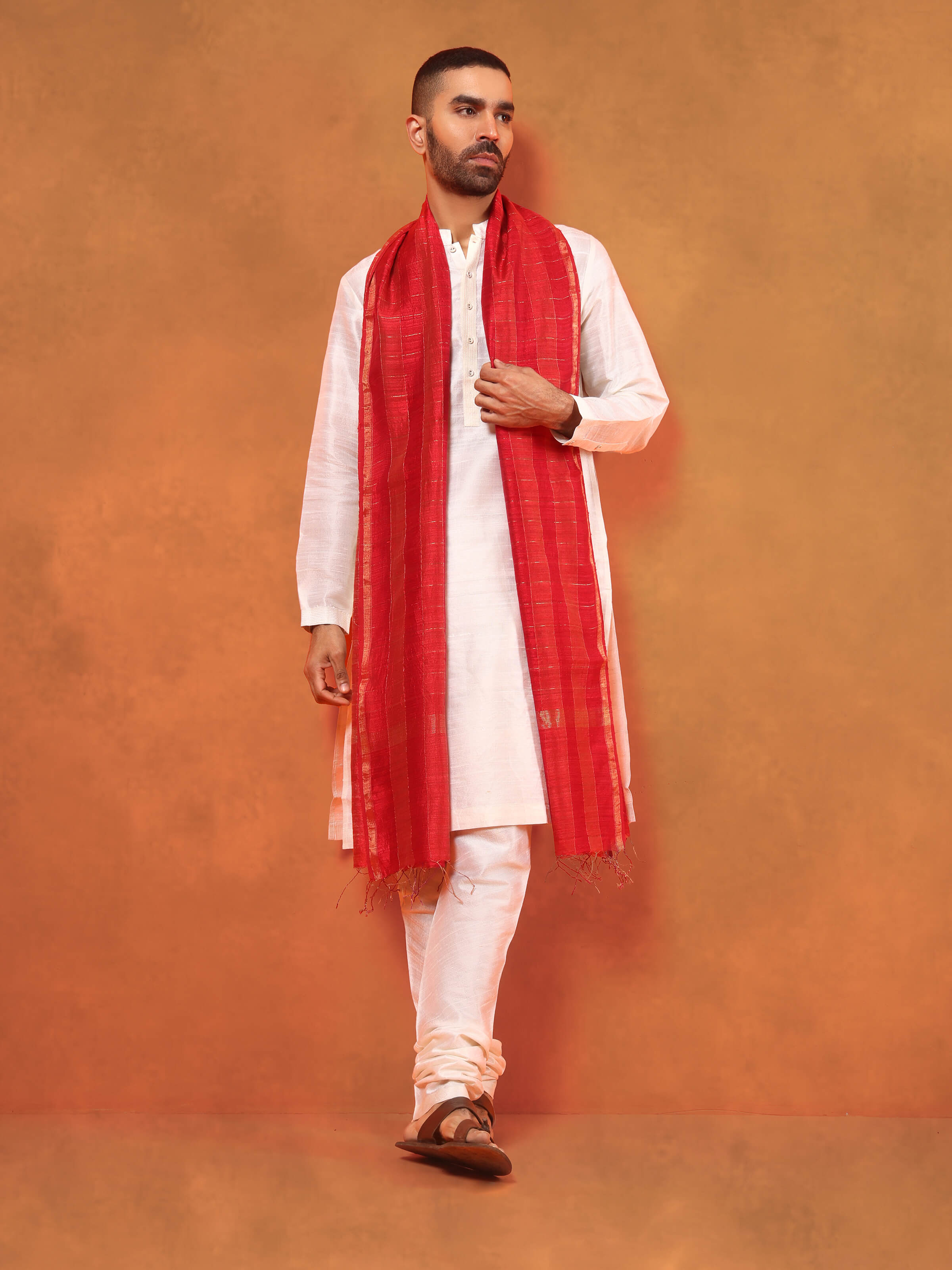 Red Matka Silk Stole