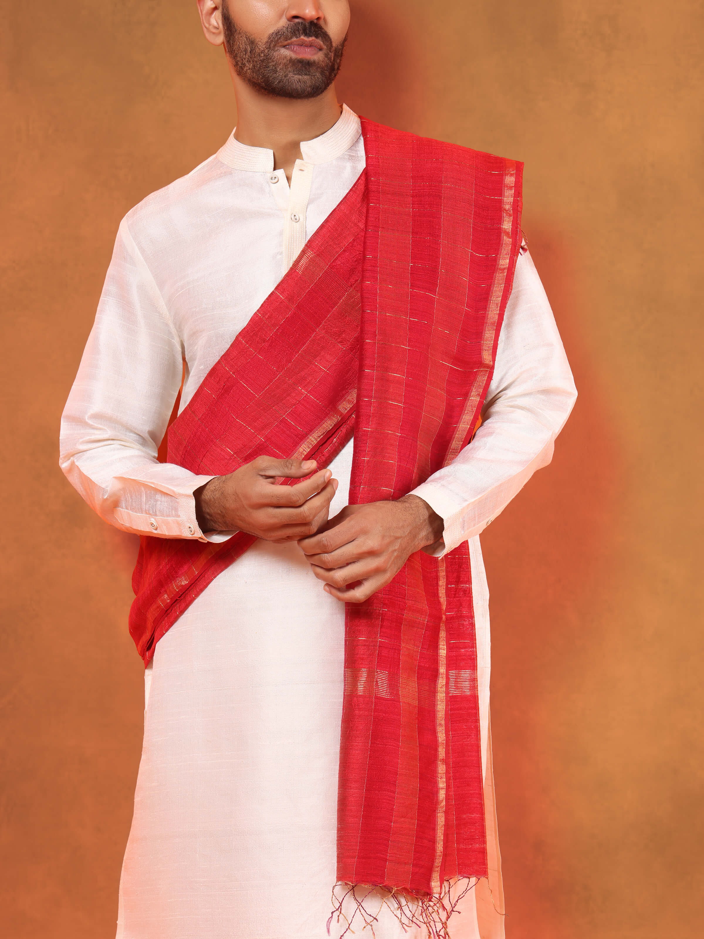 Red Matka Silk Stole