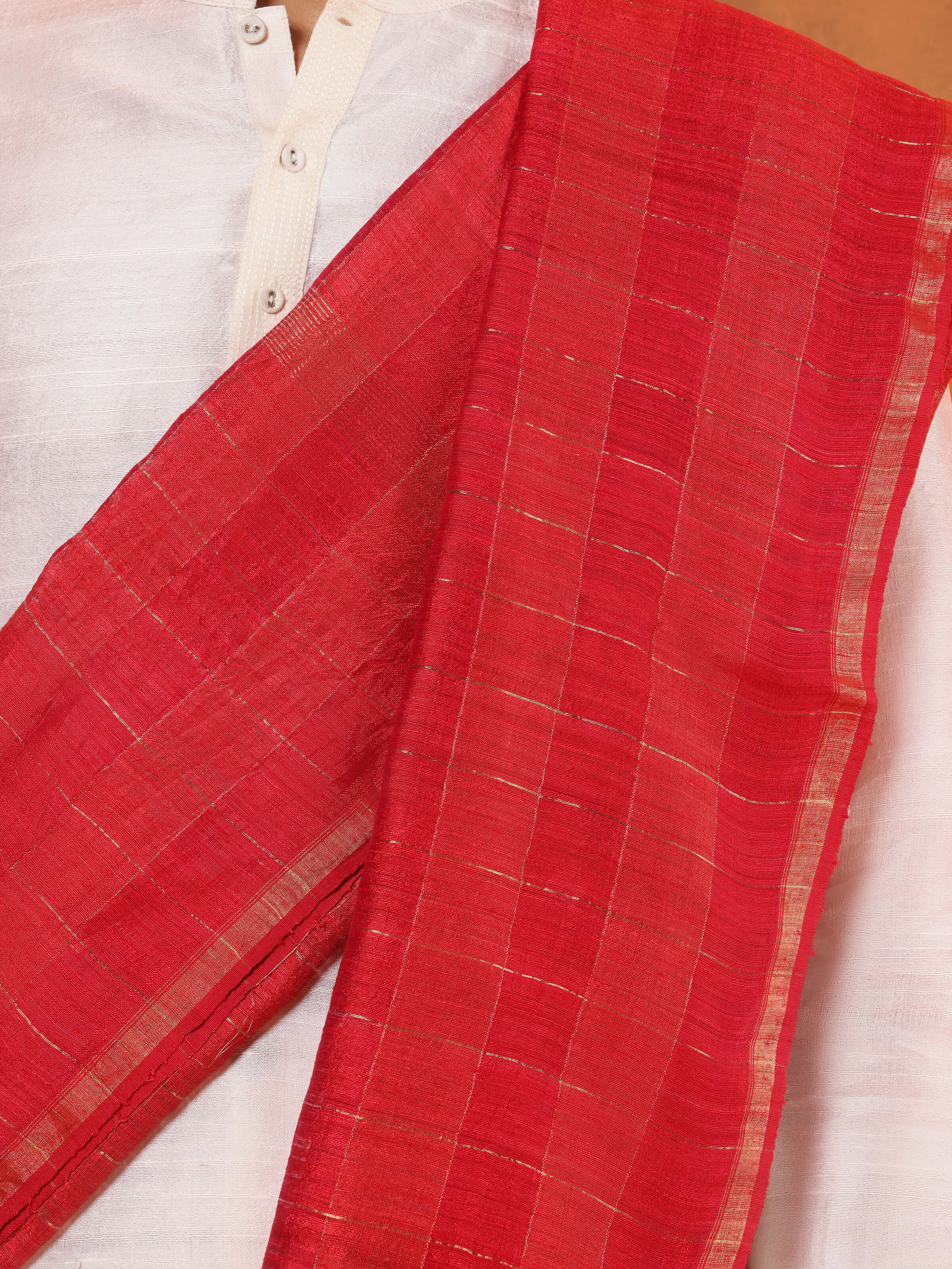 Red Matka Silk Stole