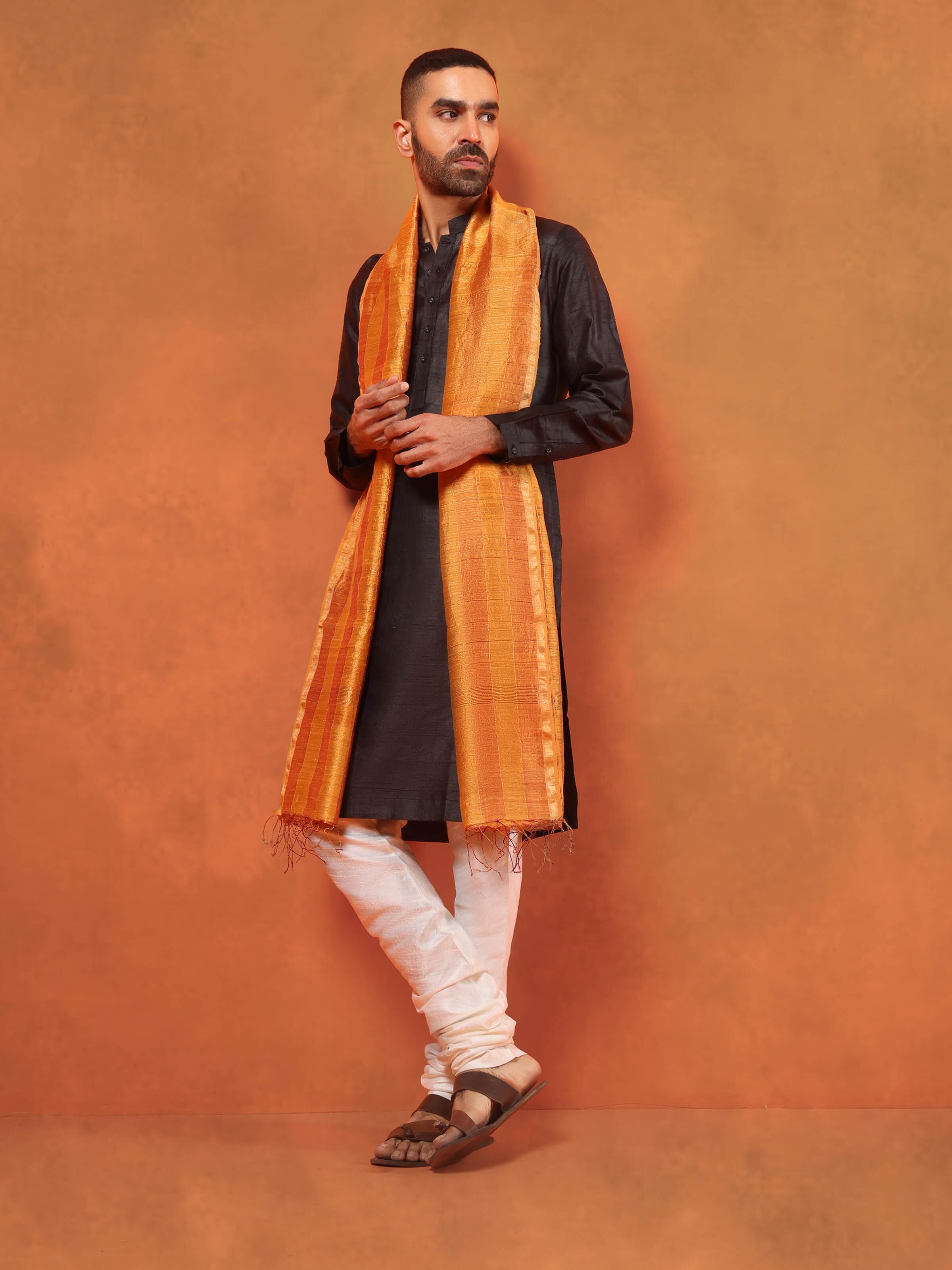 Lifestyle shot highlighting the lightweight drape and timeless elegance of the silk.