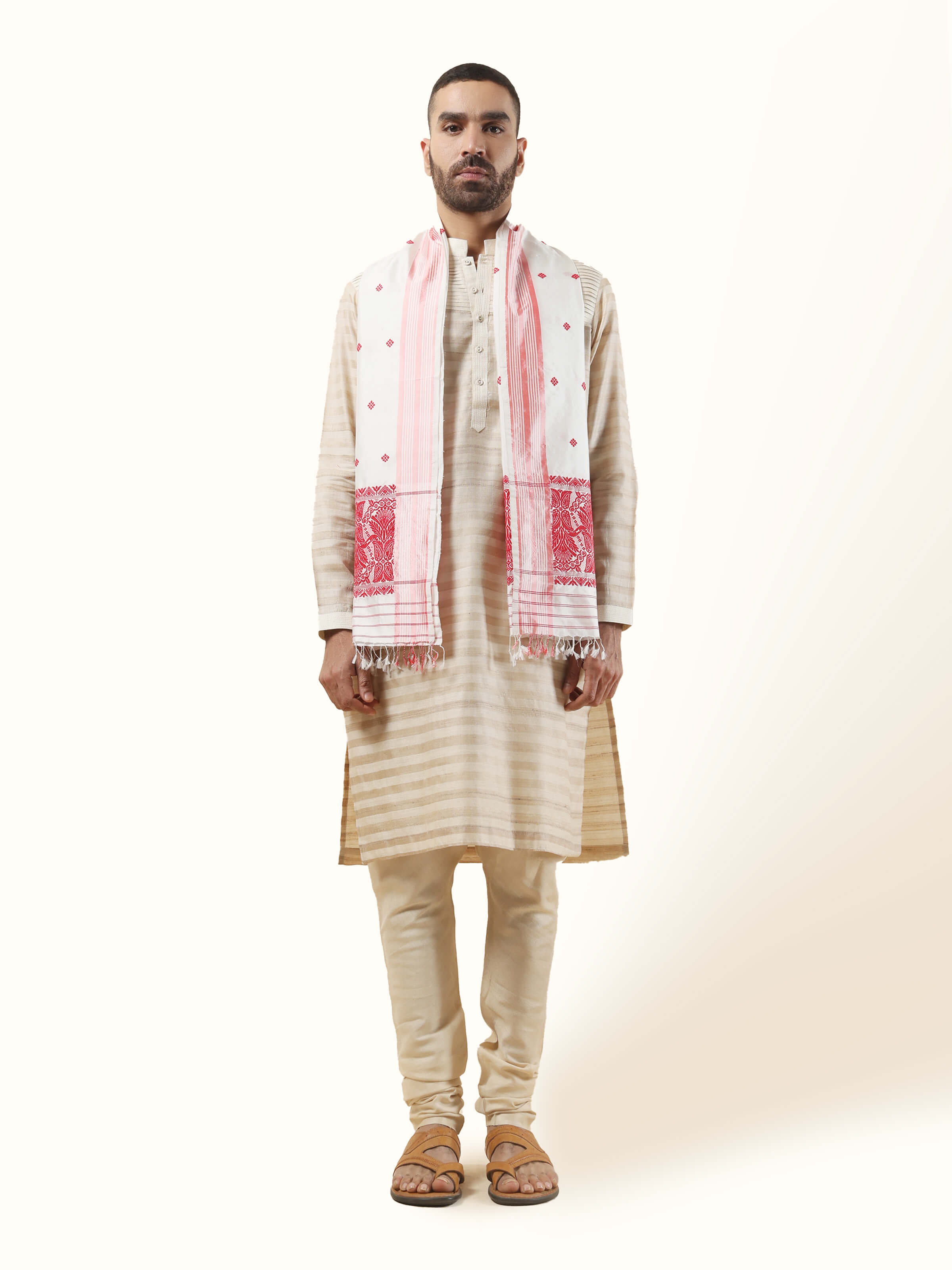 White mulberry silk stole displayed flat, showing smooth texture and subtle sheen.