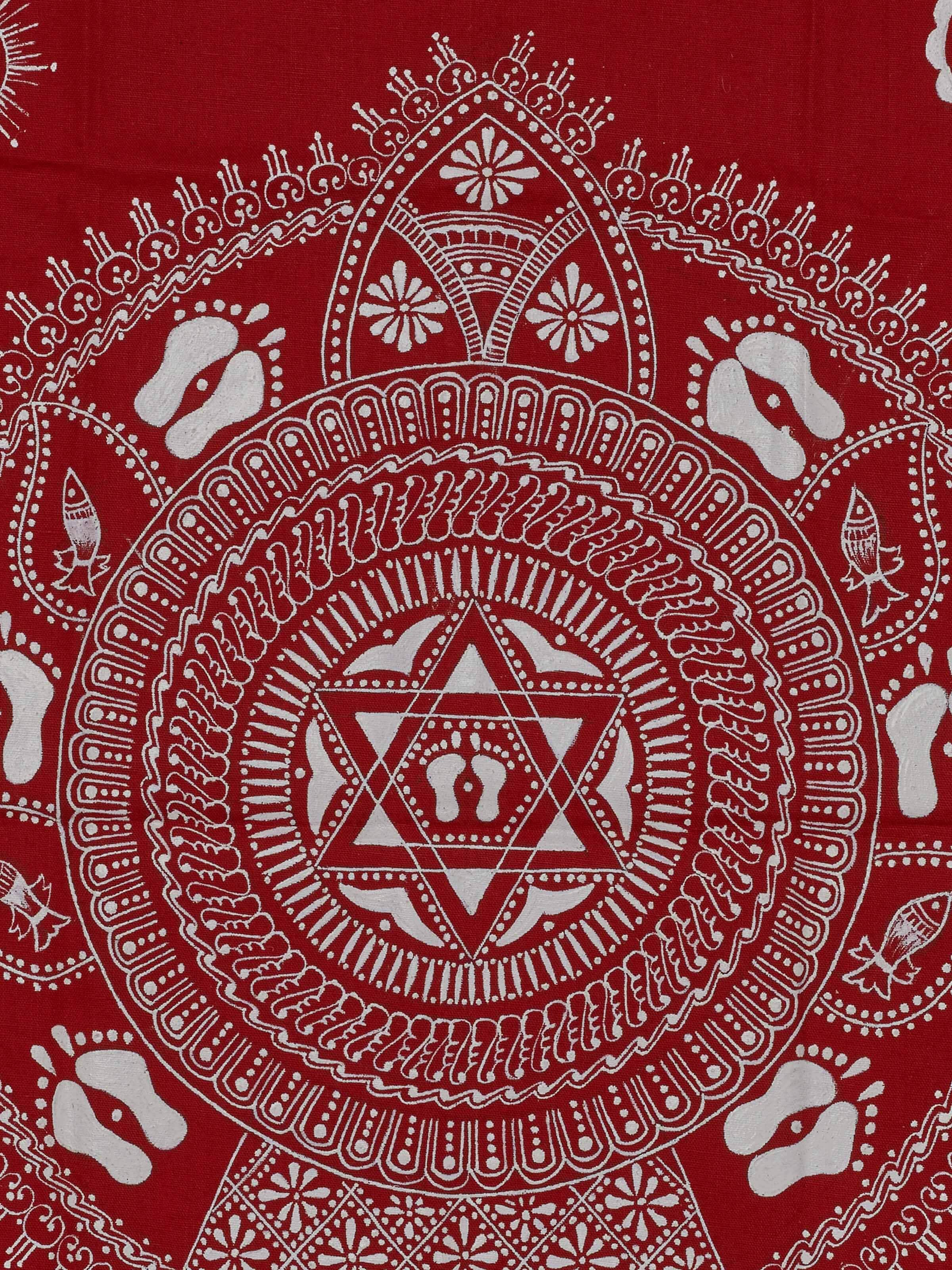 Detailed view of Aipan Vivah Chowki Painting showcasing traditional artwork