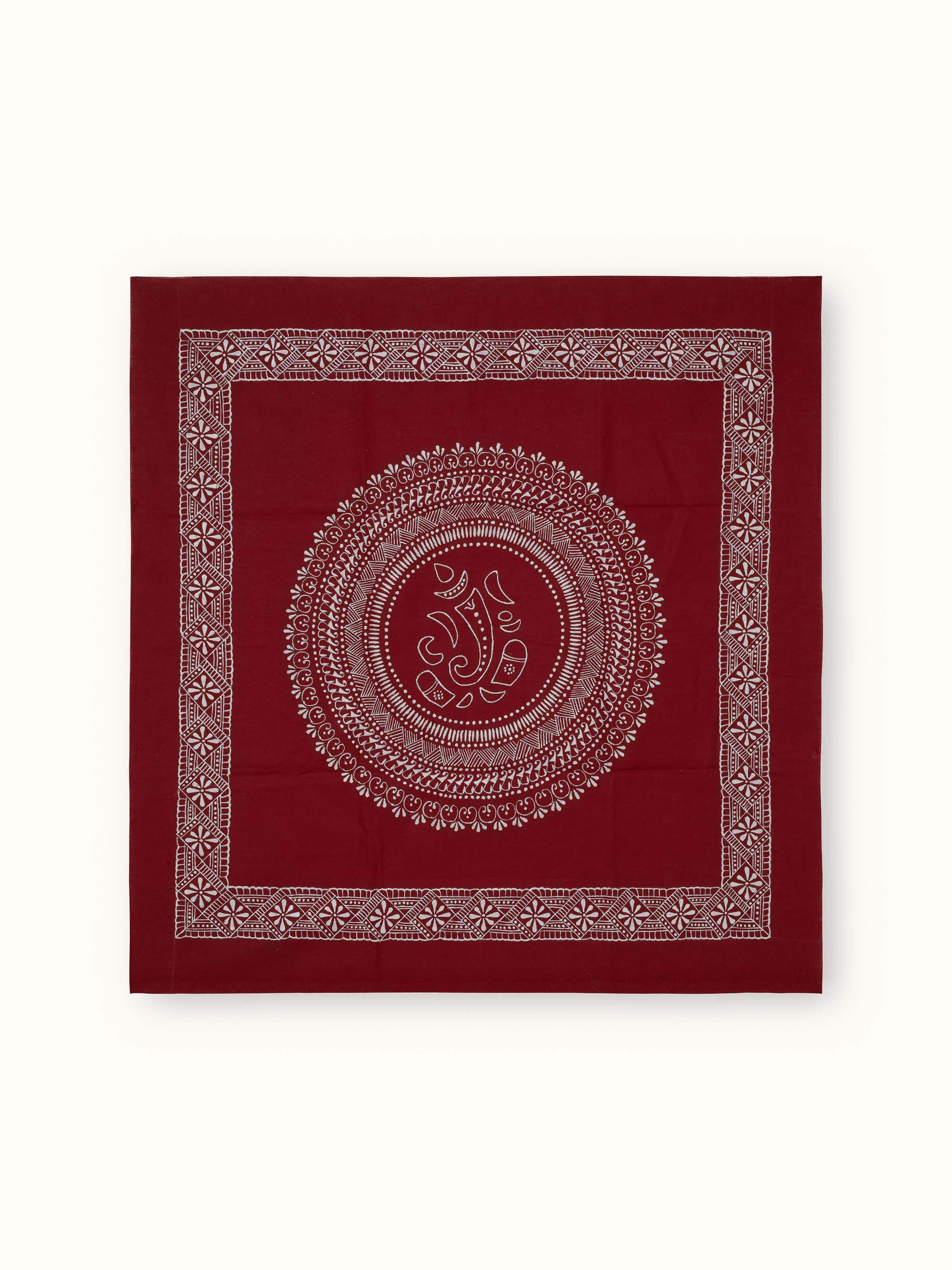 Aipan Ganesh Chowki mandala painting with vibrant colors and intricate mandala patterns surrounding Lord Ganesh.